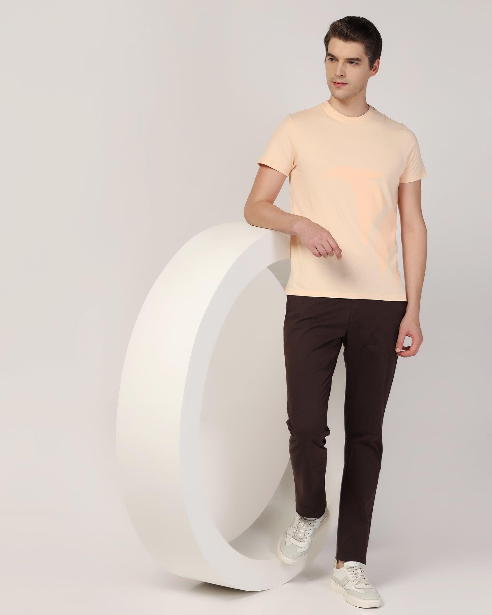 Crew Neck Peach Printed T-Shirt - Terrain - Blackberrys