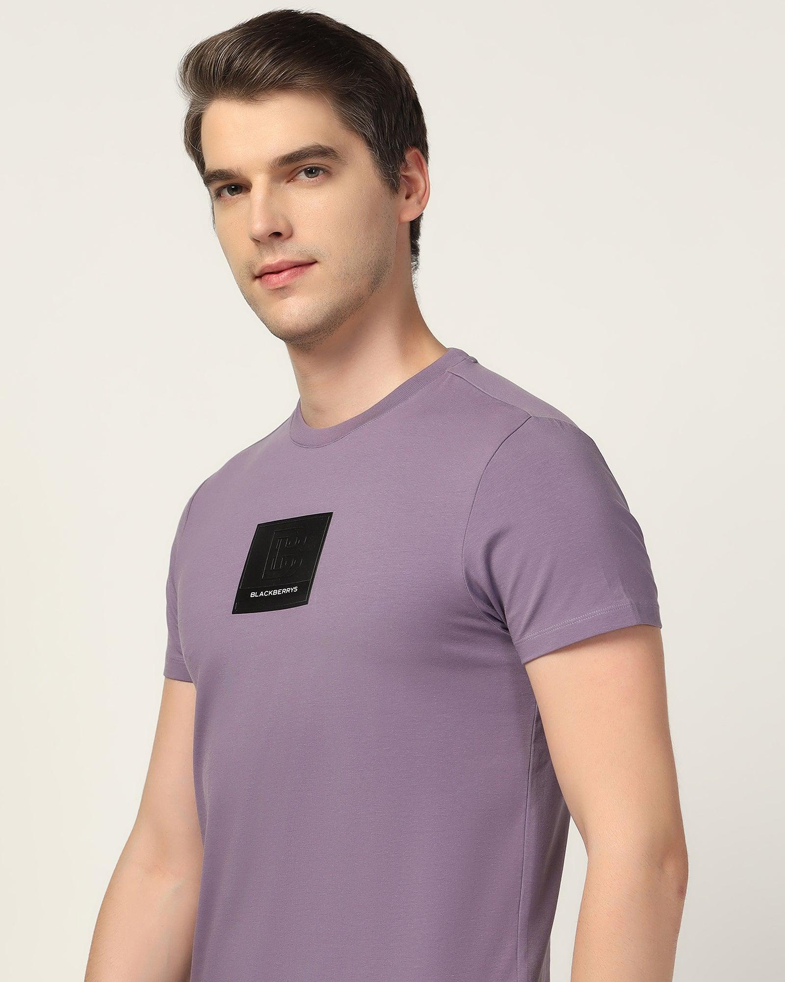 Crew Neck Purple Printed T-Shirt - Salve