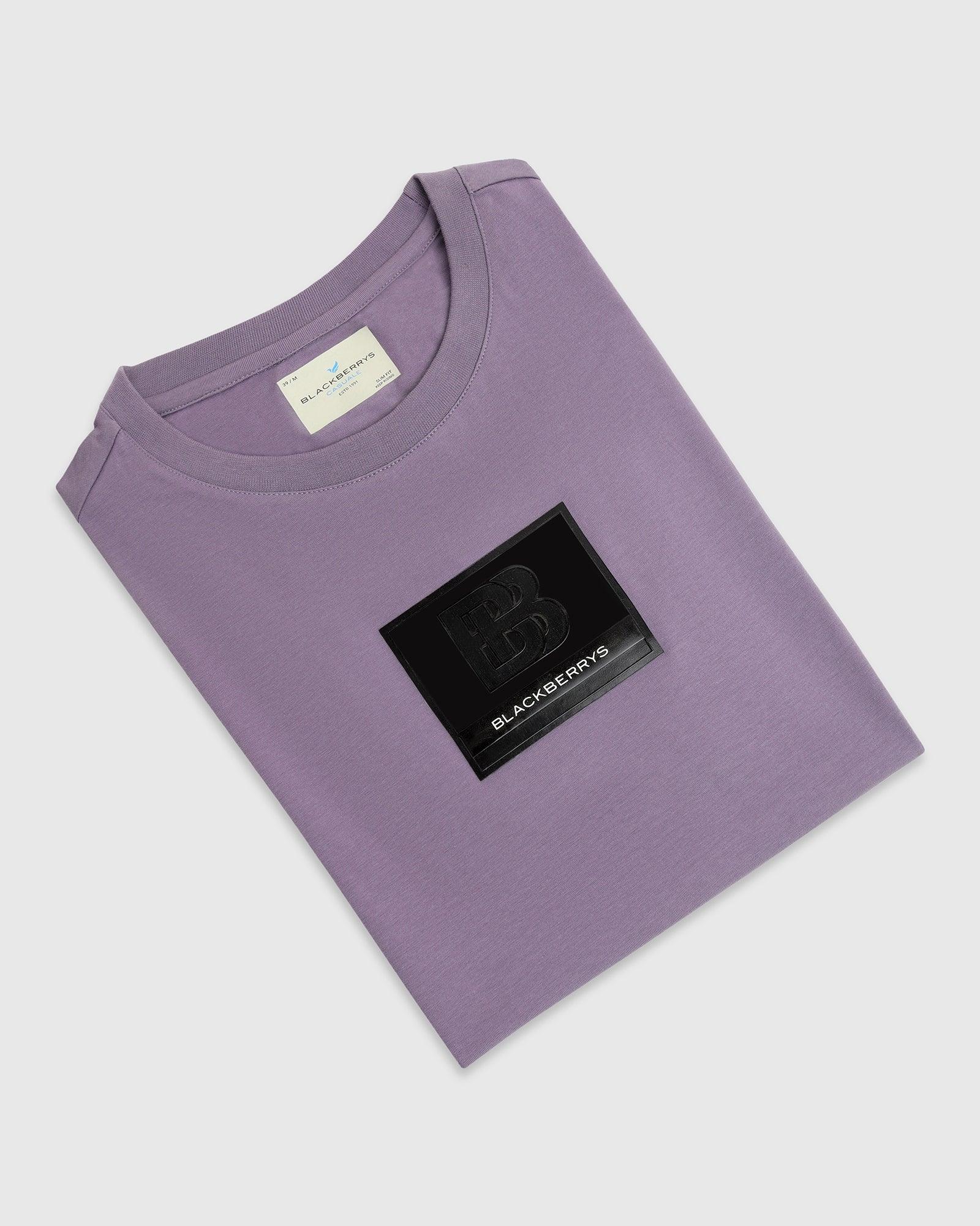 Crew Neck Purple Printed T-Shirt - Salve