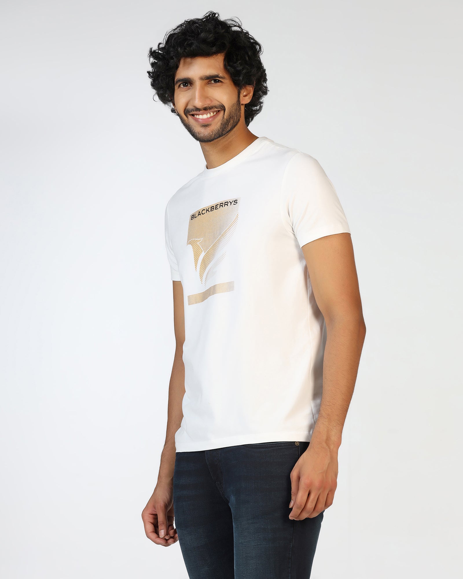 Crew Neck White Printed T-Shirt - Pilot