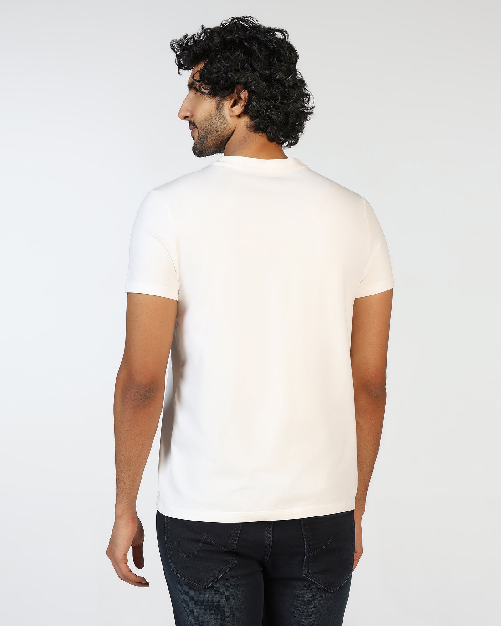 Crew Neck White Printed T-Shirt - Pilot