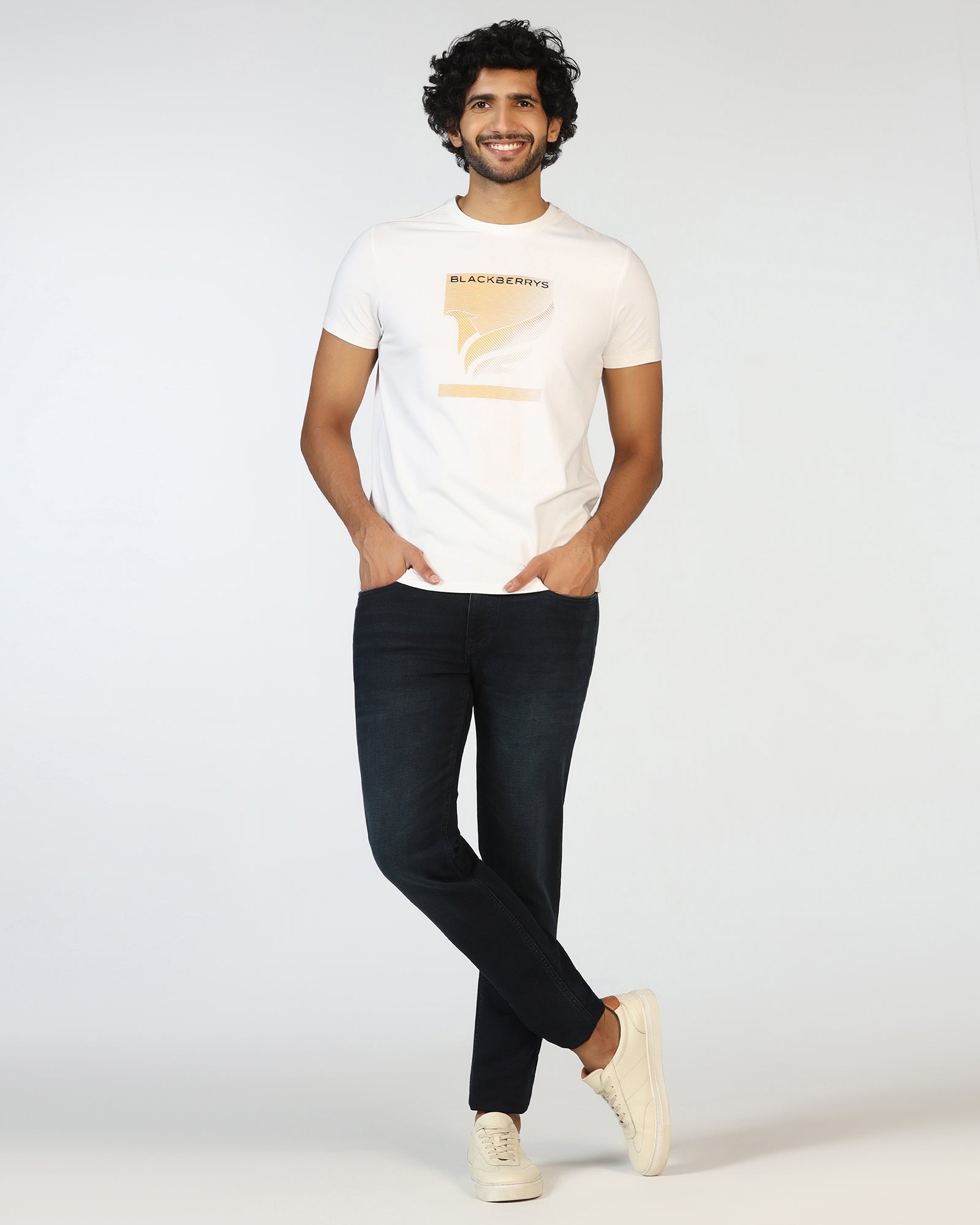 Crew Neck White Printed T-Shirt - Pilot