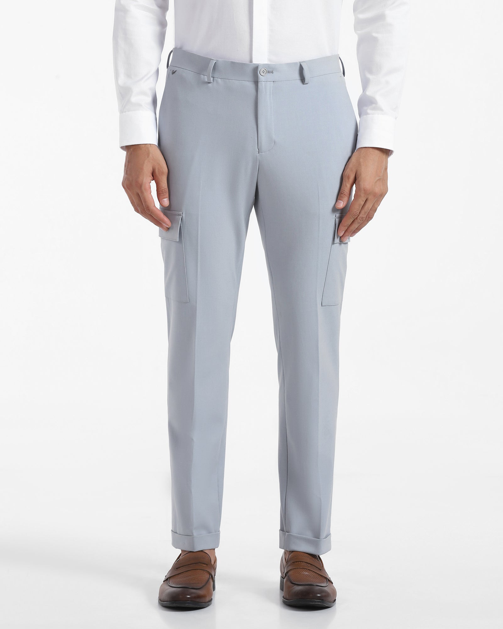 Slim Comfort B-95 Formal Light Blue Solid Trouser - Victor