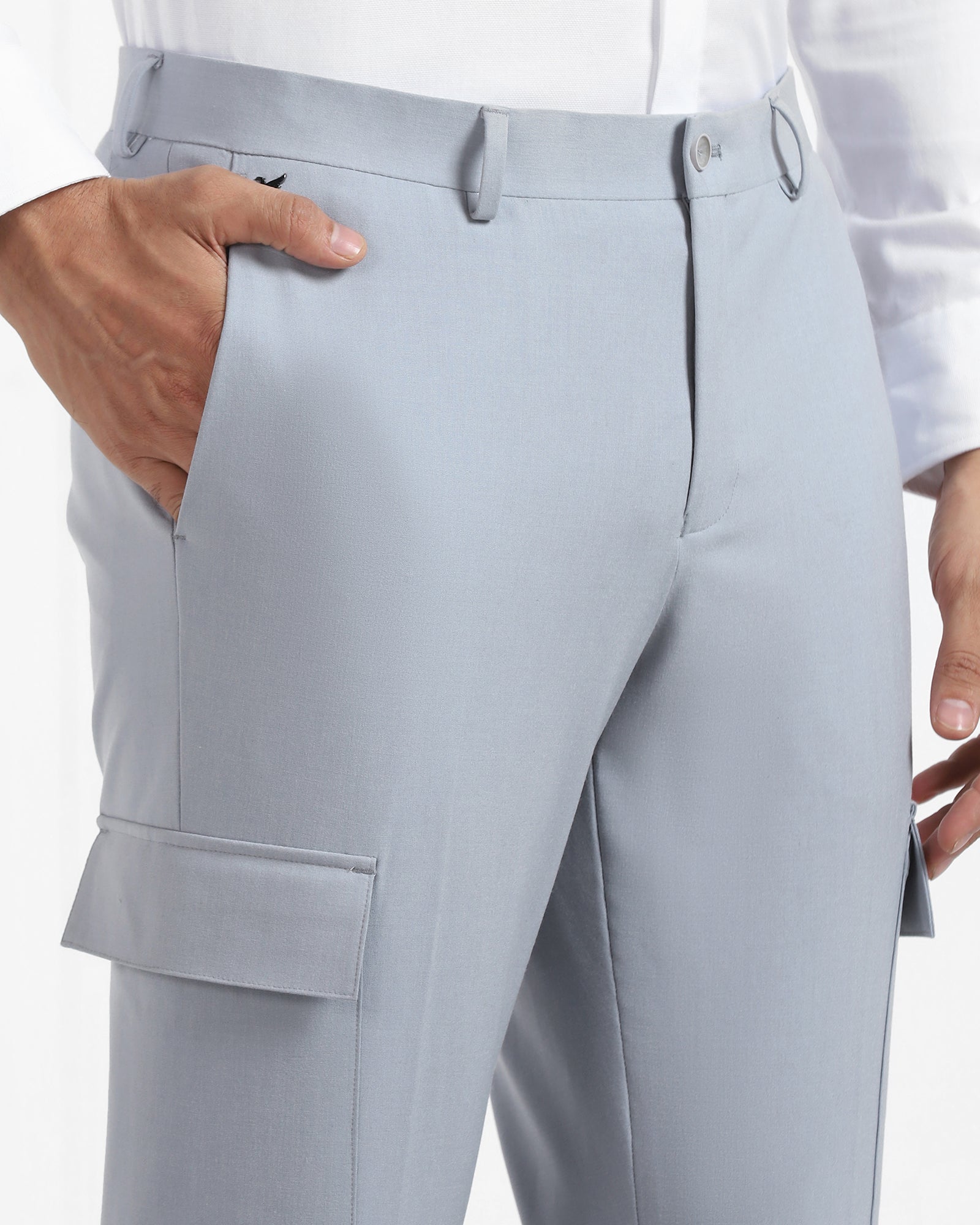 Slim Comfort B-95 Formal Light Blue Solid Trouser - Victor