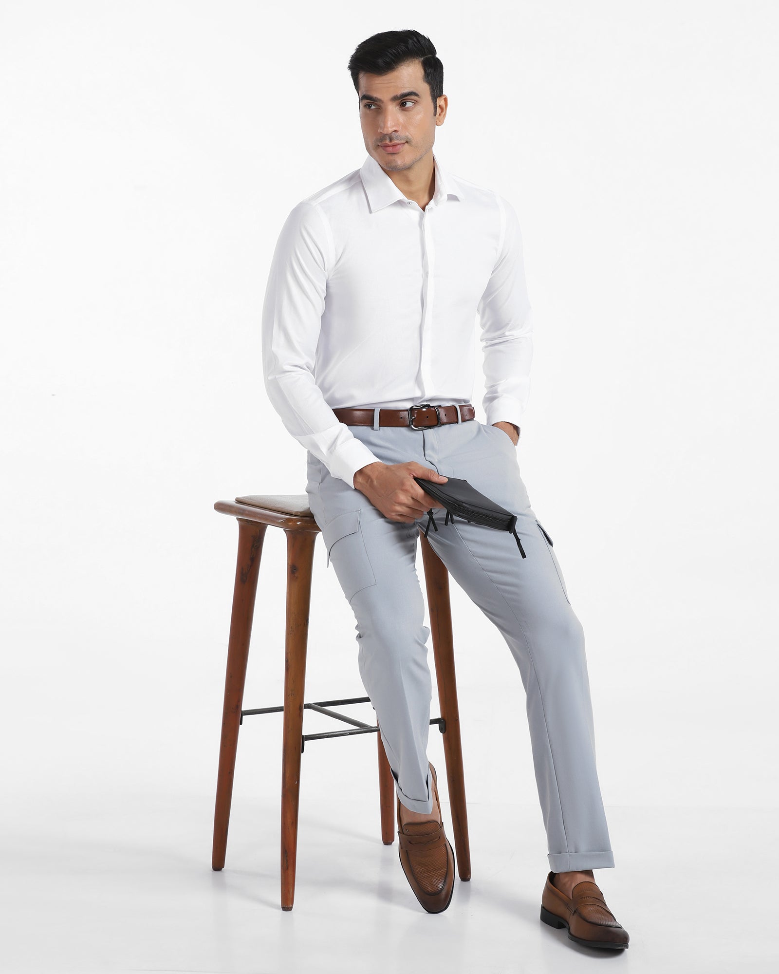 Slim Comfort B-95 Formal Light Blue Solid Trouser - Victor