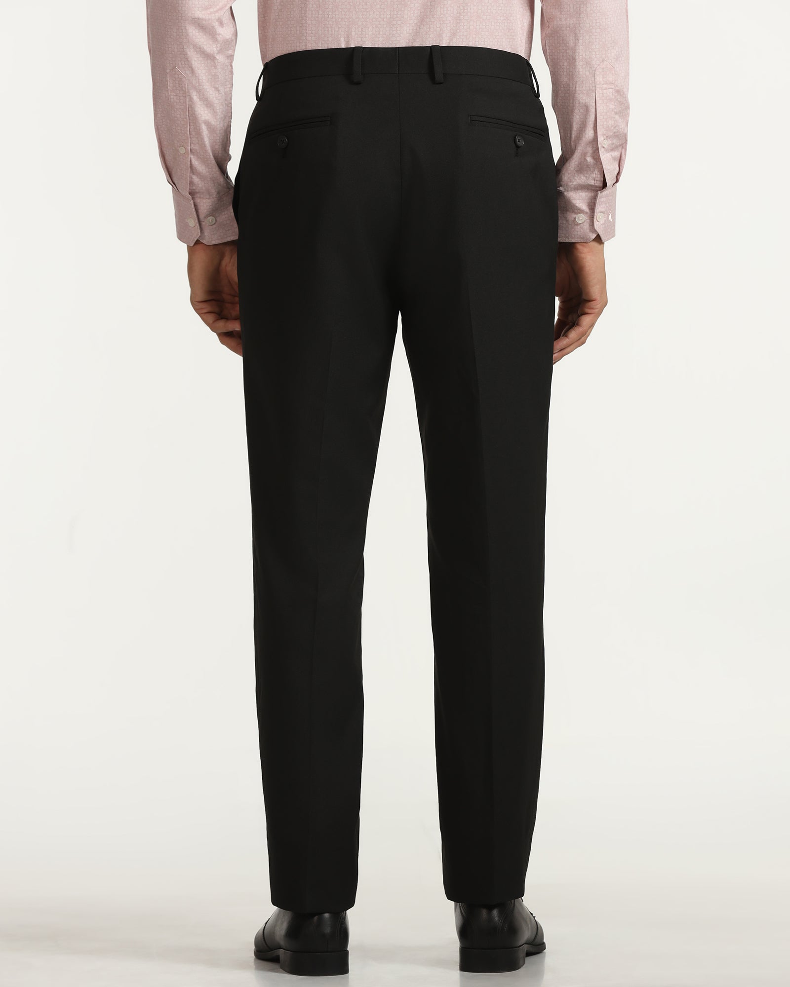 Straight B-90 Formal Black Solid Trouser - Musk