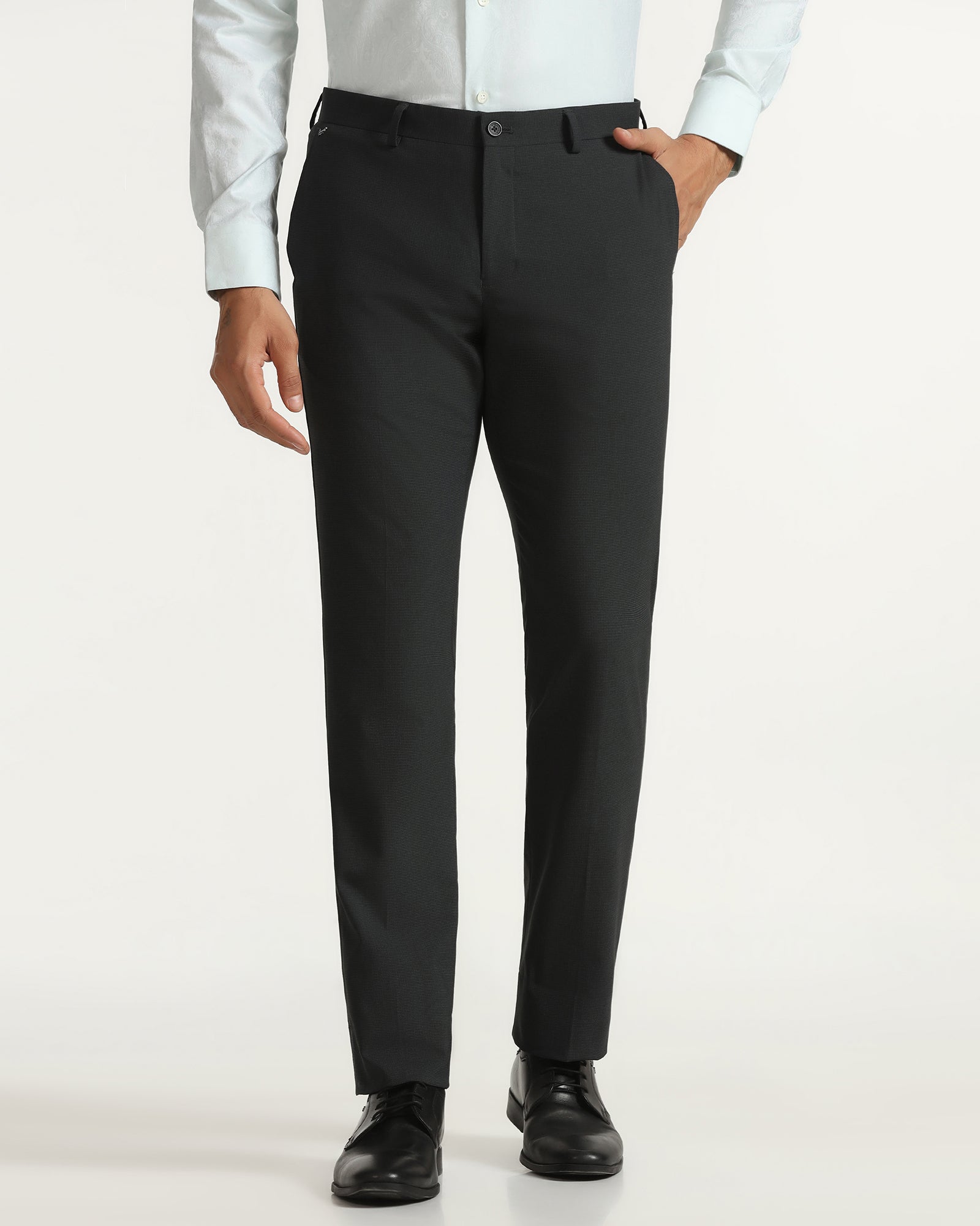 Temp Tech Slim Fit B-91 Formal Black Textured Trouser - Nexon