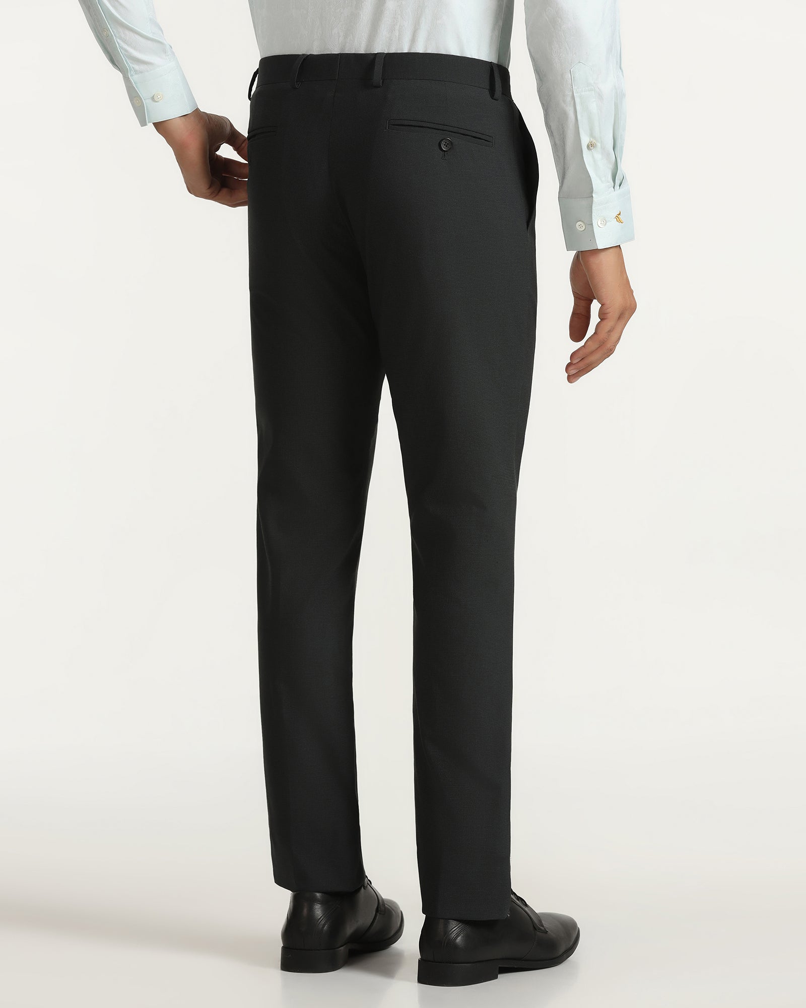 Temp Tech Slim Fit B-91 Formal Black Textured Trouser - Nexon