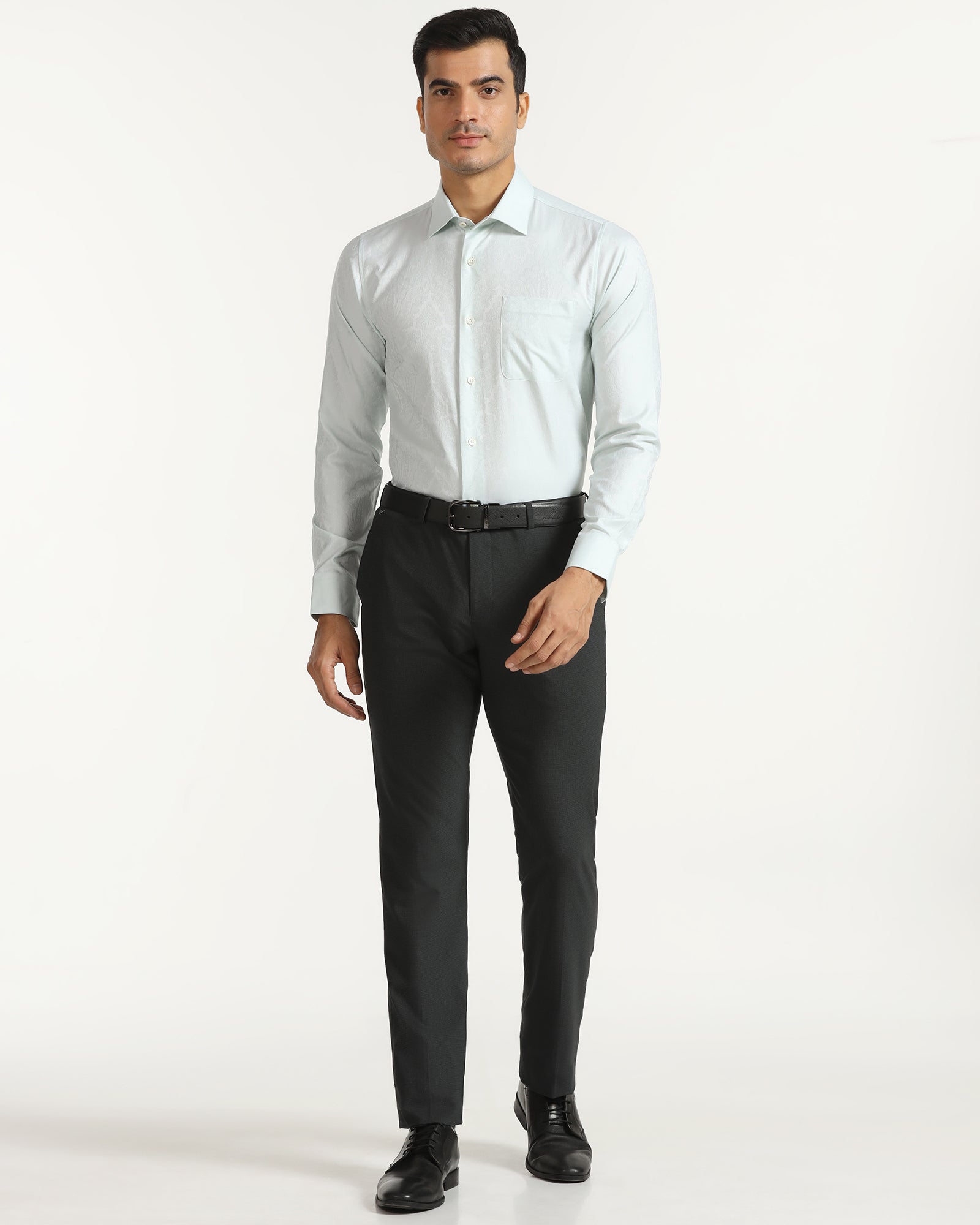 Temp Tech Slim Fit B-91 Formal Black Textured Trouser - Nexon