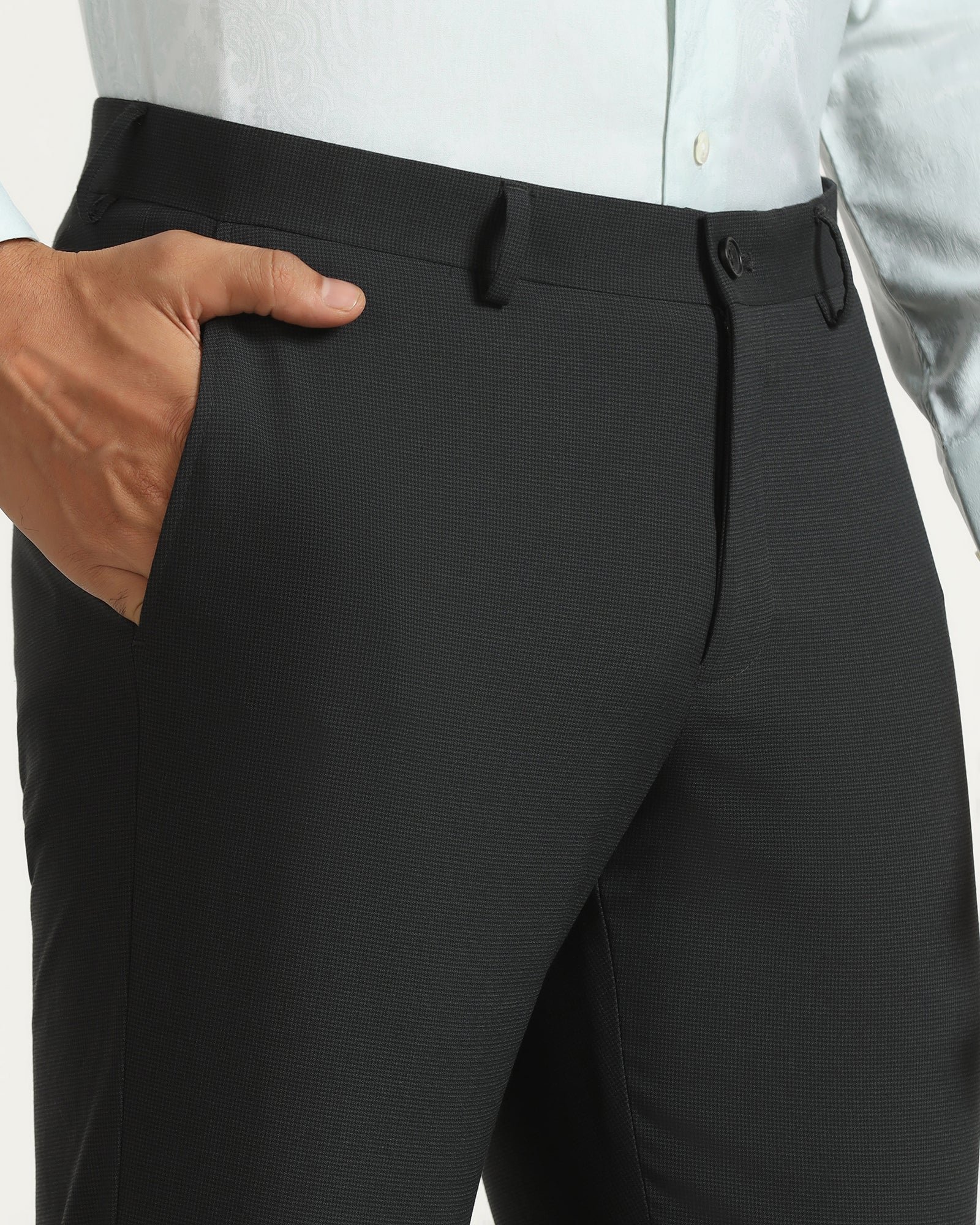 Temp Tech Slim Fit B-91 Formal Black Textured Trouser - Nexon