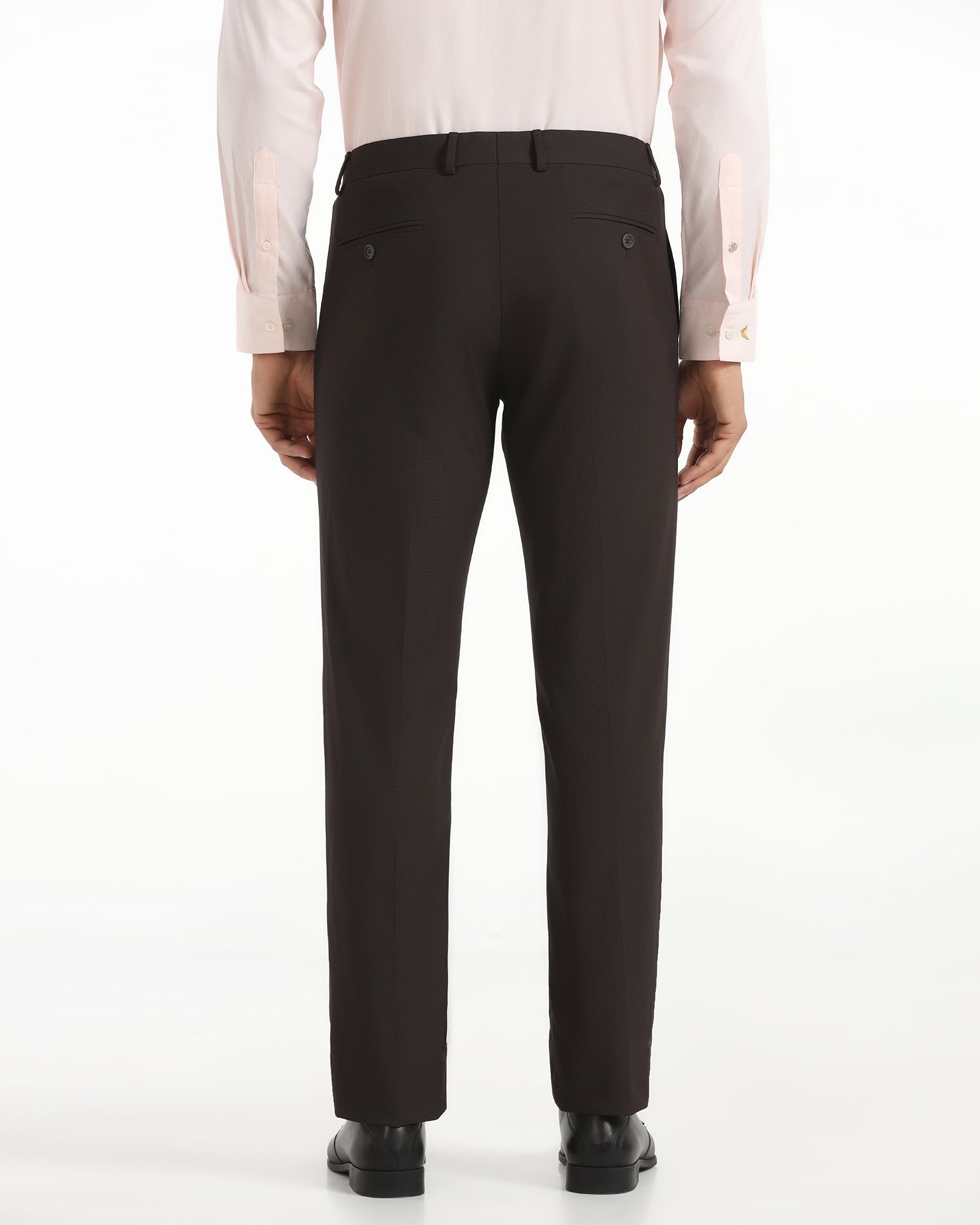 Slim Comfort B-95 Formal Brown Textured Trouser - Campbell