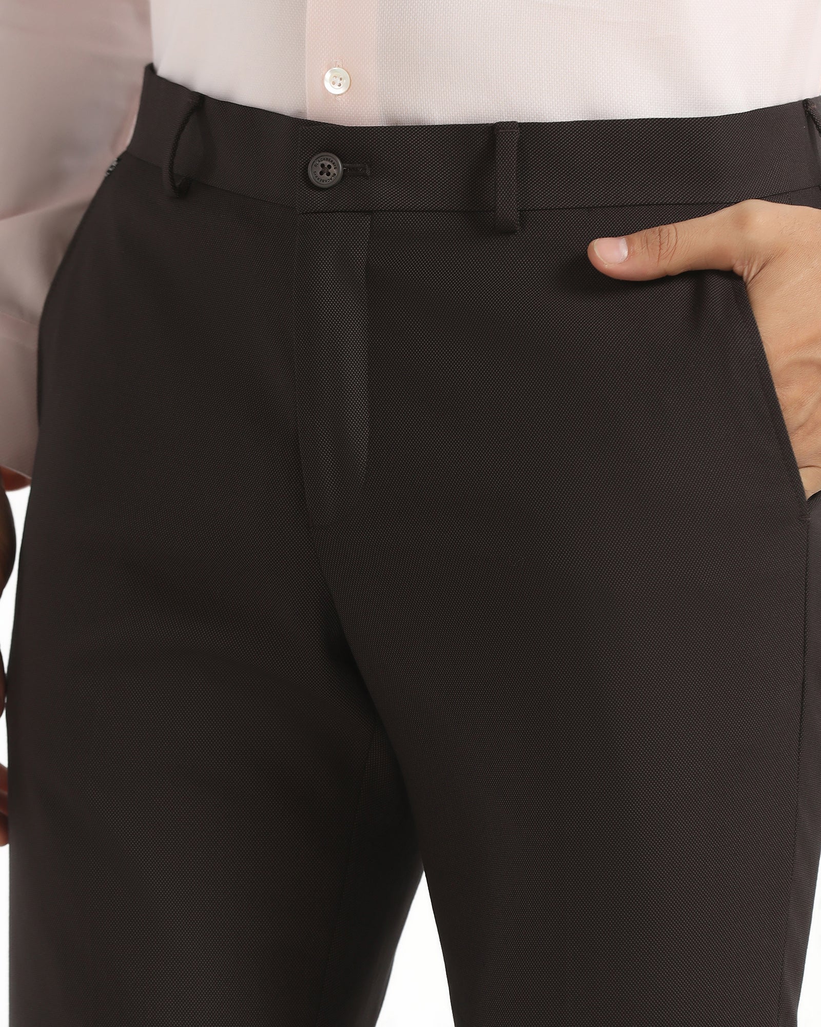 Slim Comfort B-95 Formal Brown Textured Trouser - Campbell