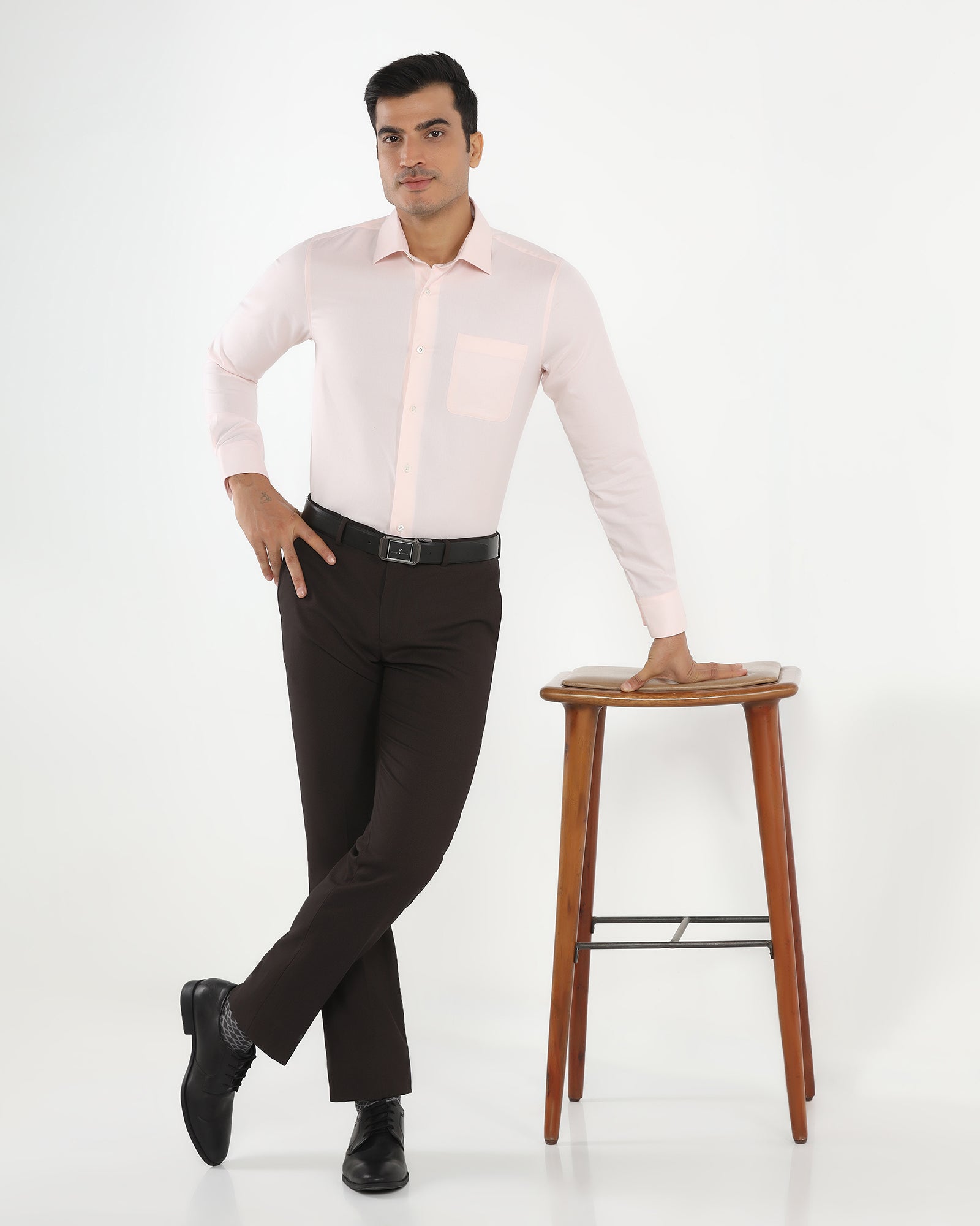 Slim Comfort B-95 Formal Brown Textured Trouser - Campbell