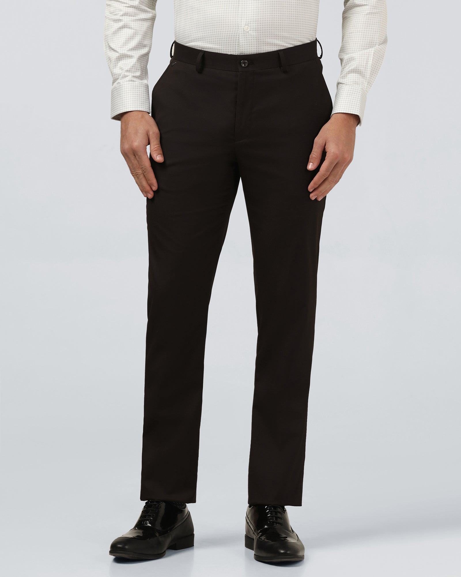Dark Brown Solid Trouser - Marco