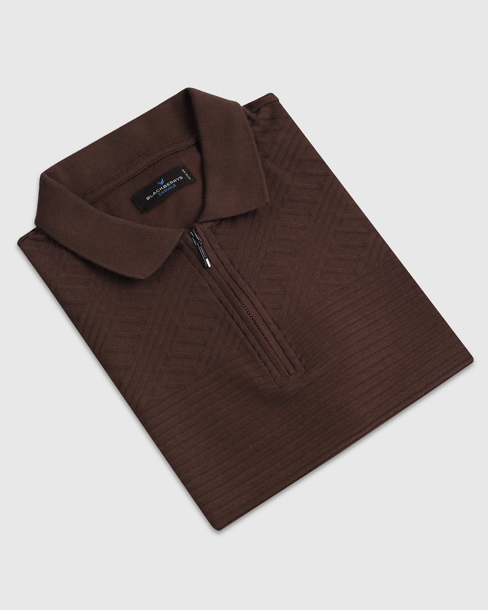 Dark Brown Textured Polo - Bourbon