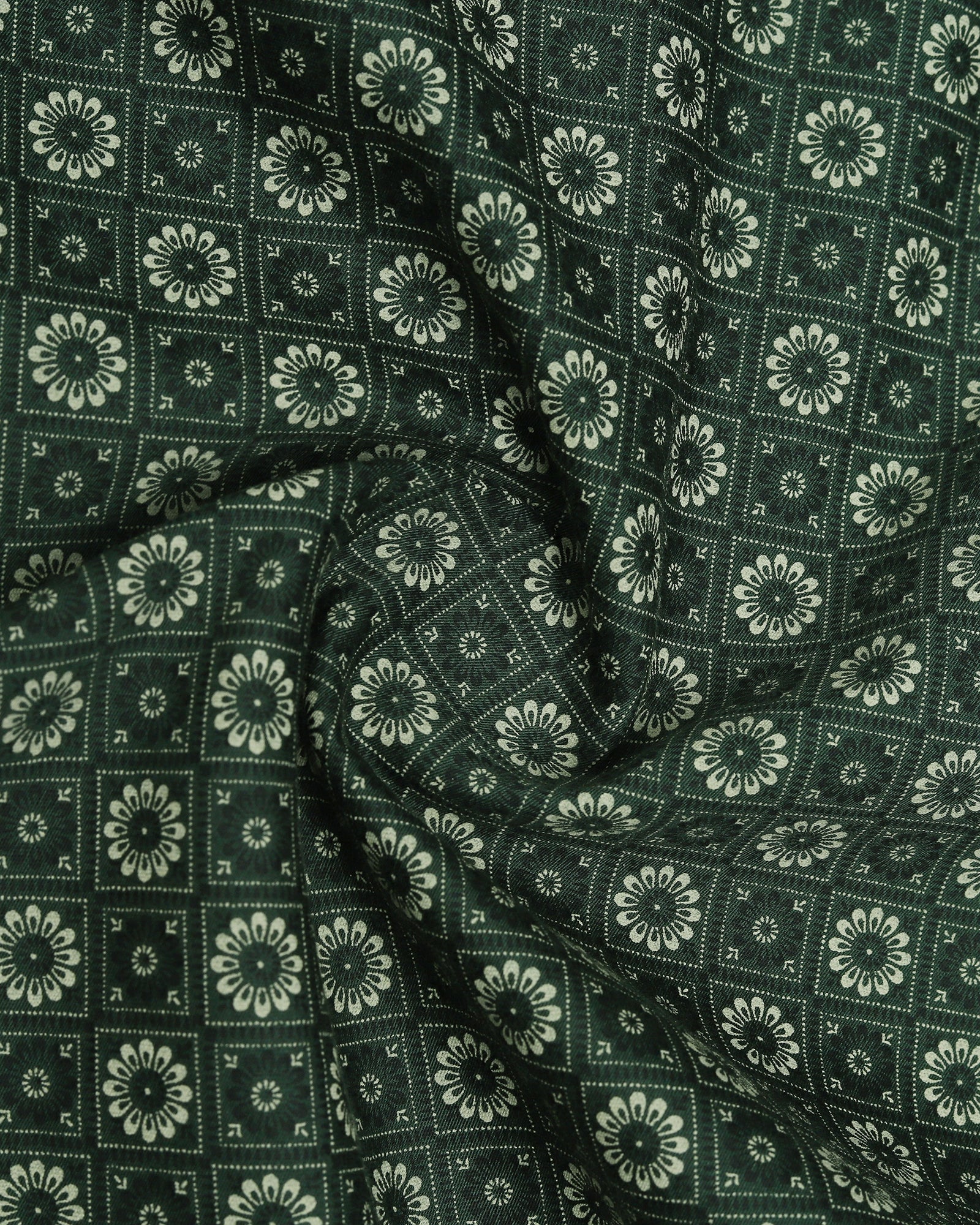 Dark Green Printed Shirt - Fettiq