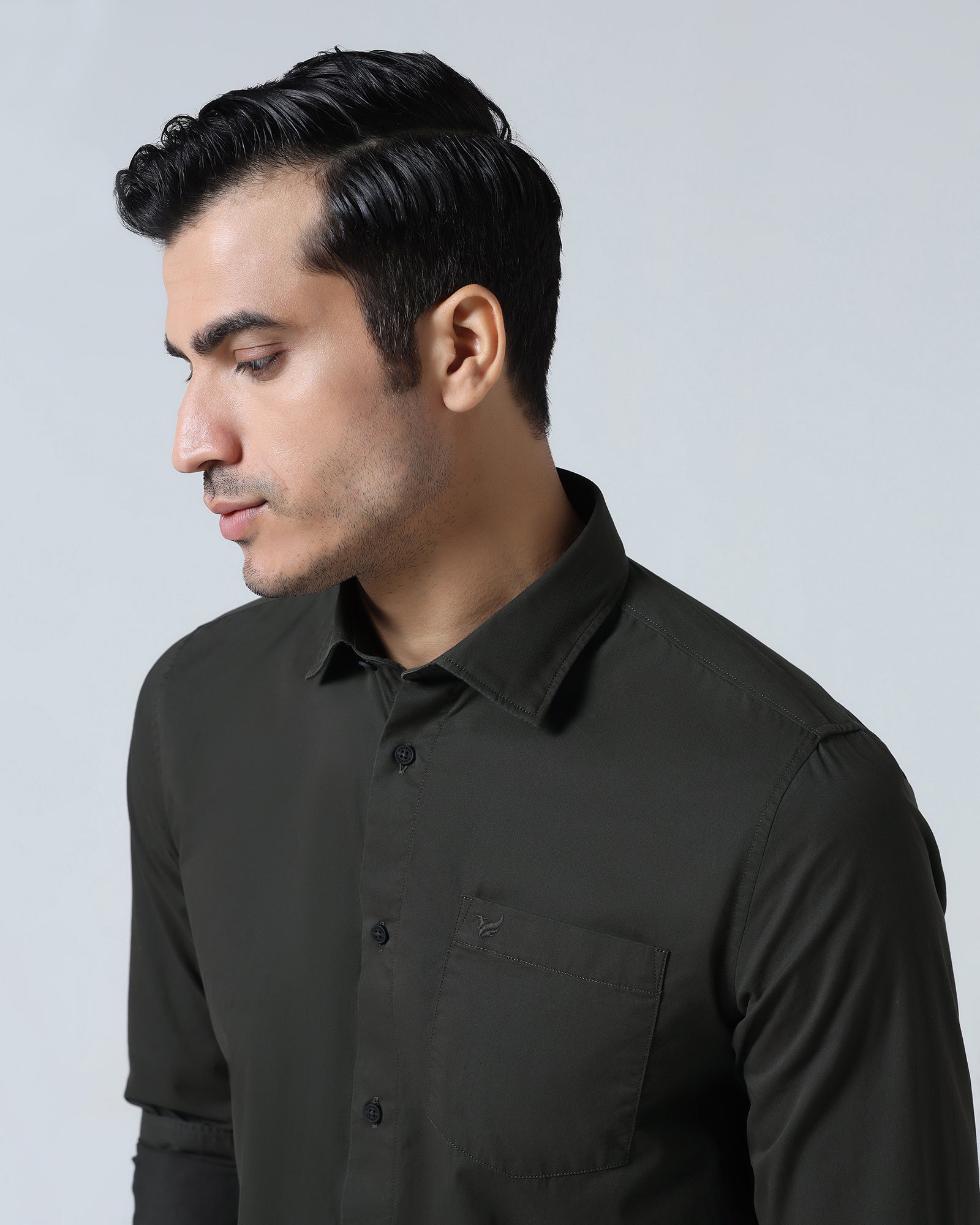 Dark Green Solid Shirt - Samro