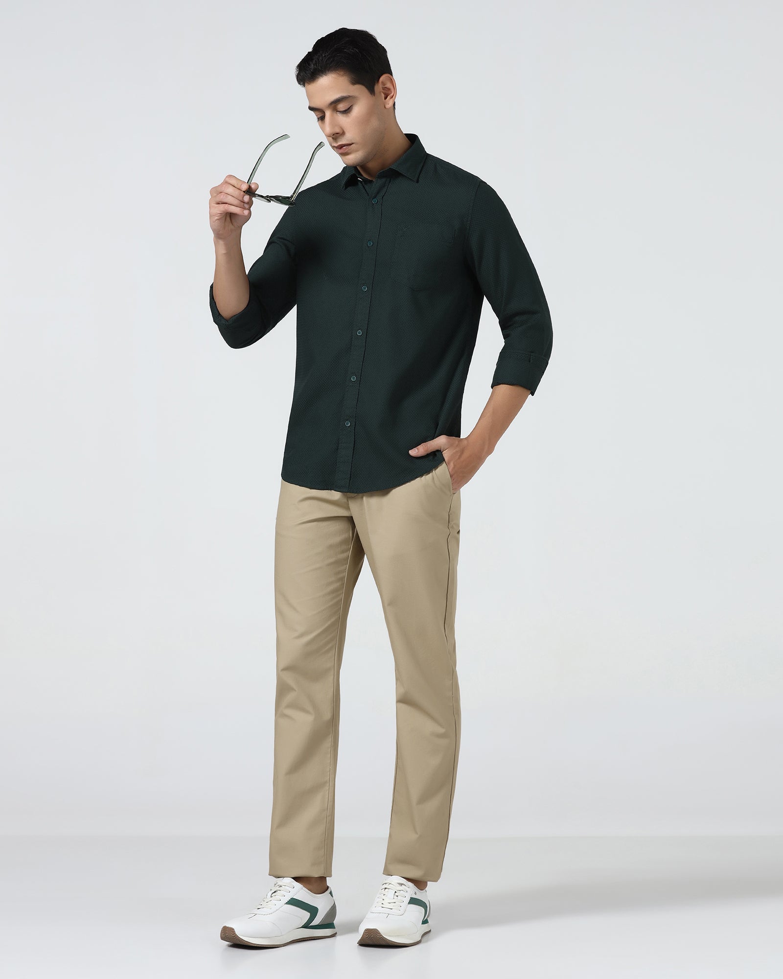 Dark Green Textured Shirt - Fallon