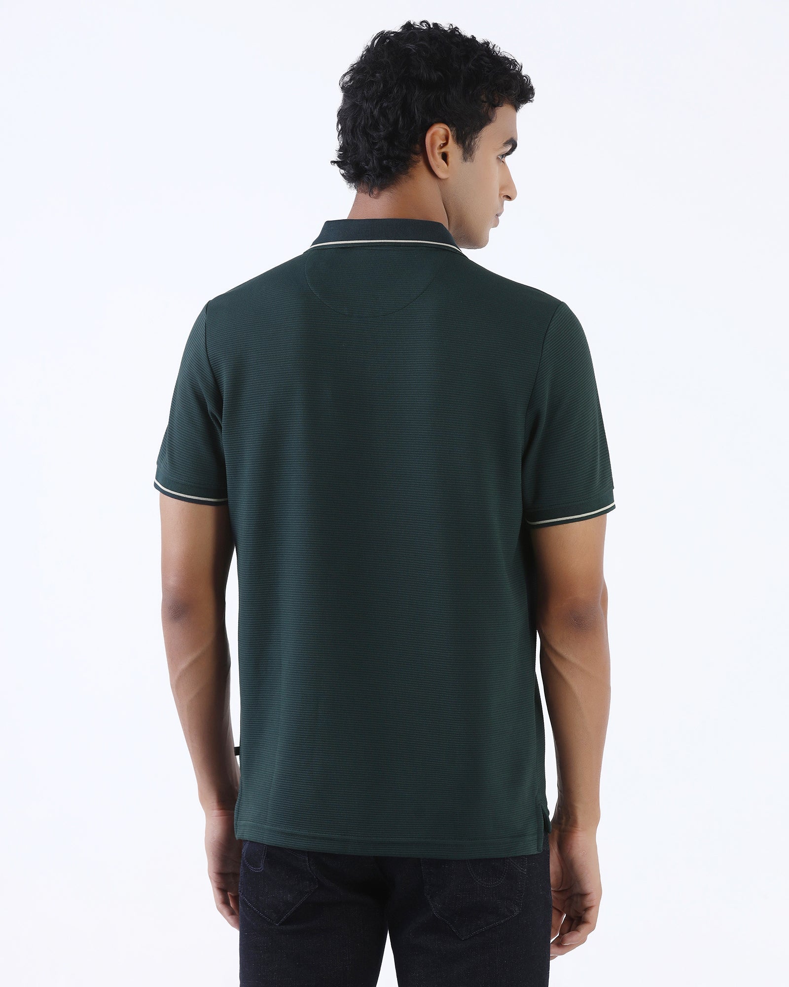 Dark Green Textured Polo - Viggo