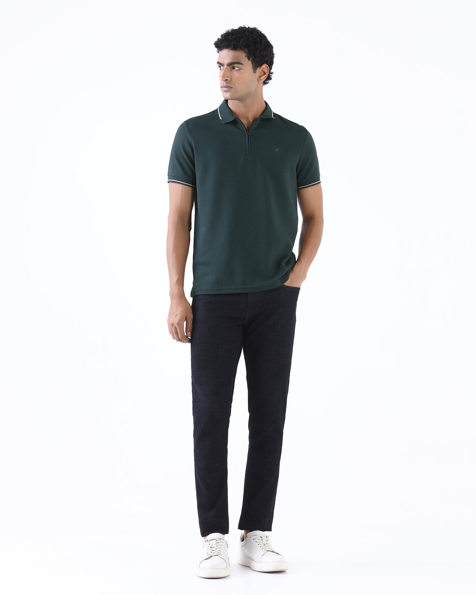Dark Green Textured Polo - Viggo