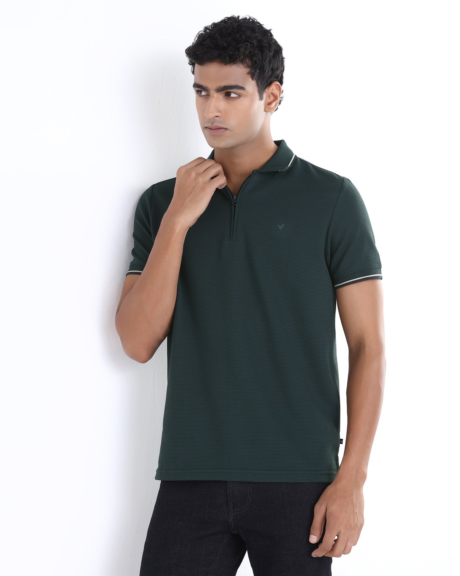 Dark Green Textured Polo - Viggo