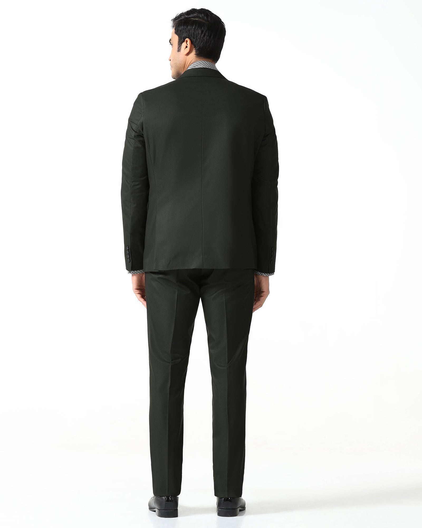 Dark Green Two Piece Textured Suit - Qualcom