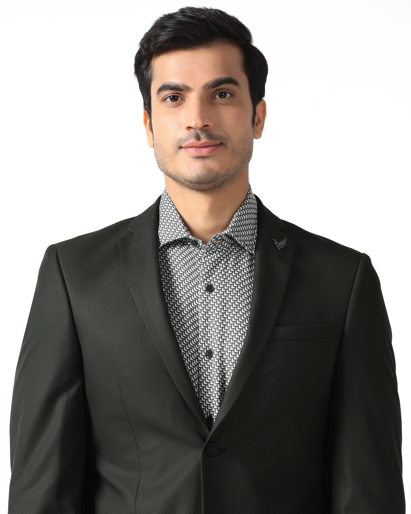 Dark Green Two Piece Textured Suit - Qualcom