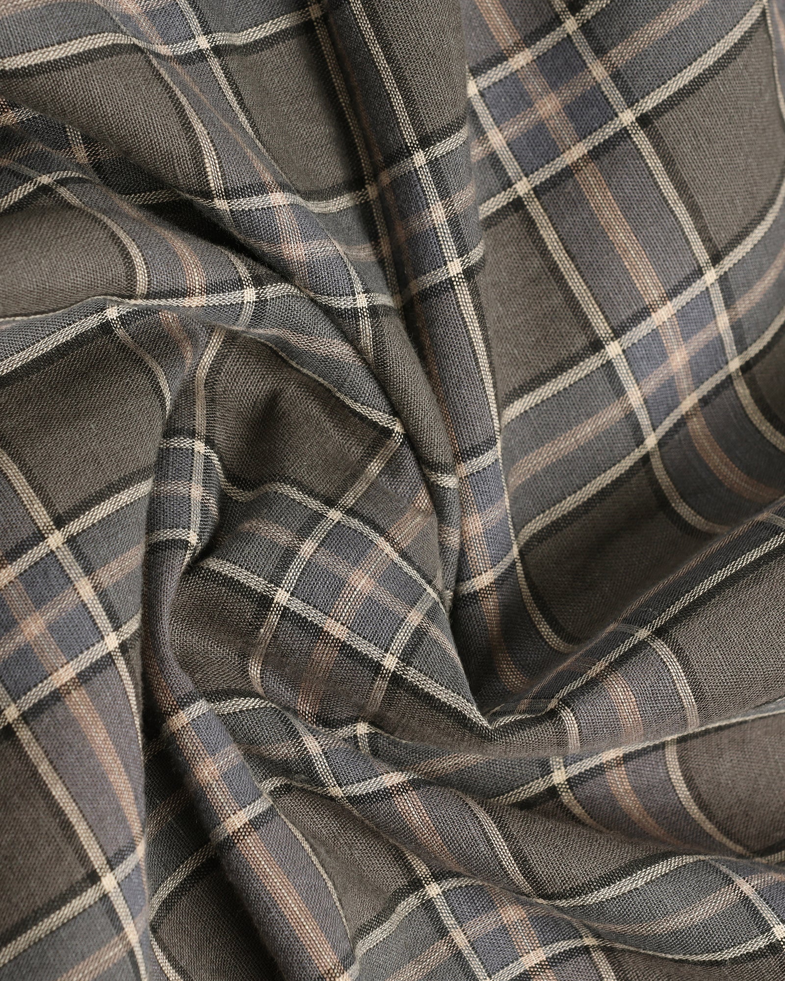 Dark Grey Linen Check Shirt - Madrik