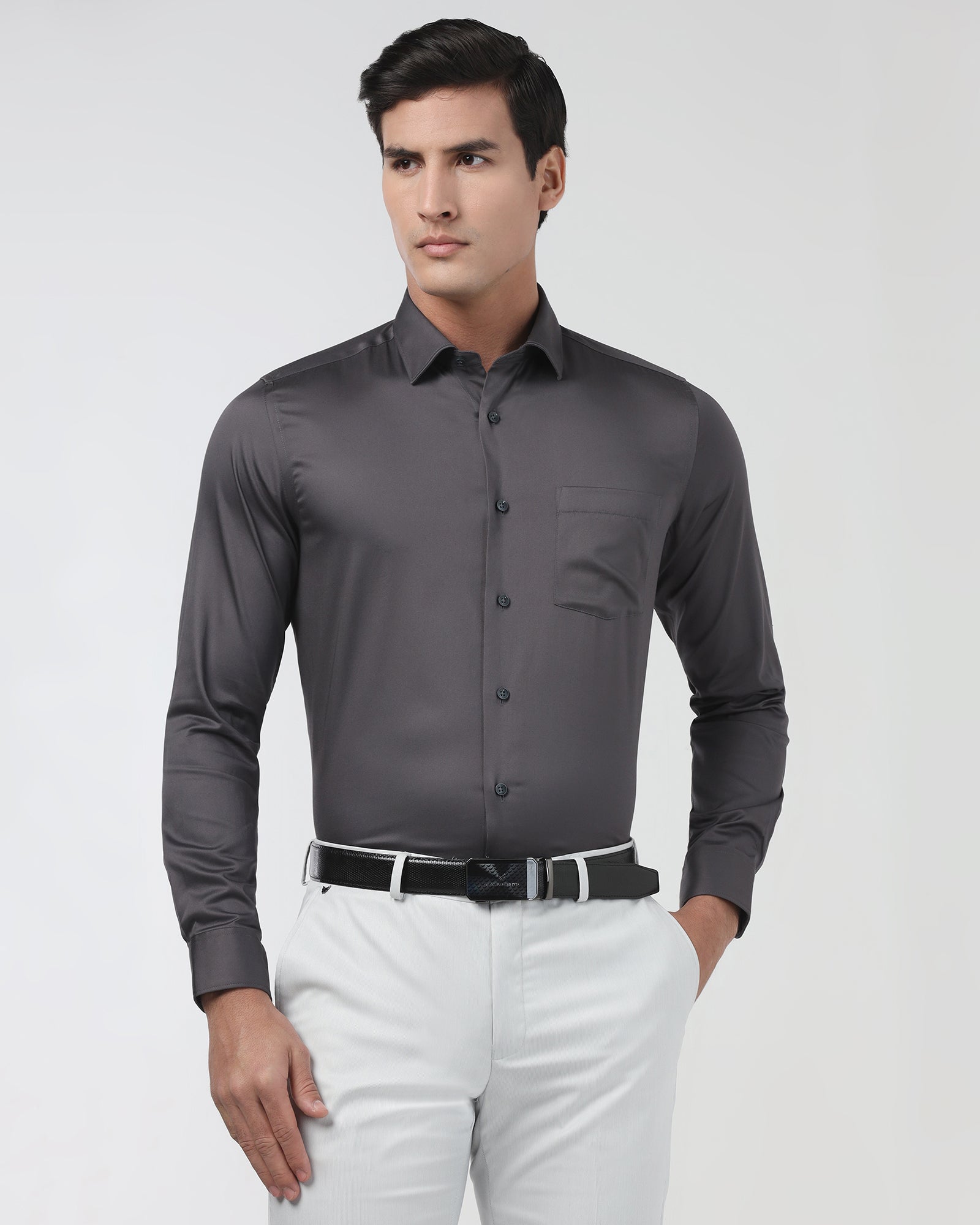 Dark Grey Non Iron Solid Shirt - Sylvia