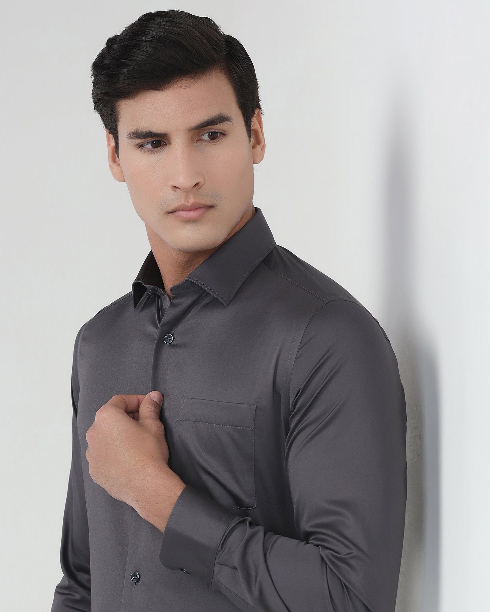 Dark Grey Non Iron Solid Shirt - Sylvia