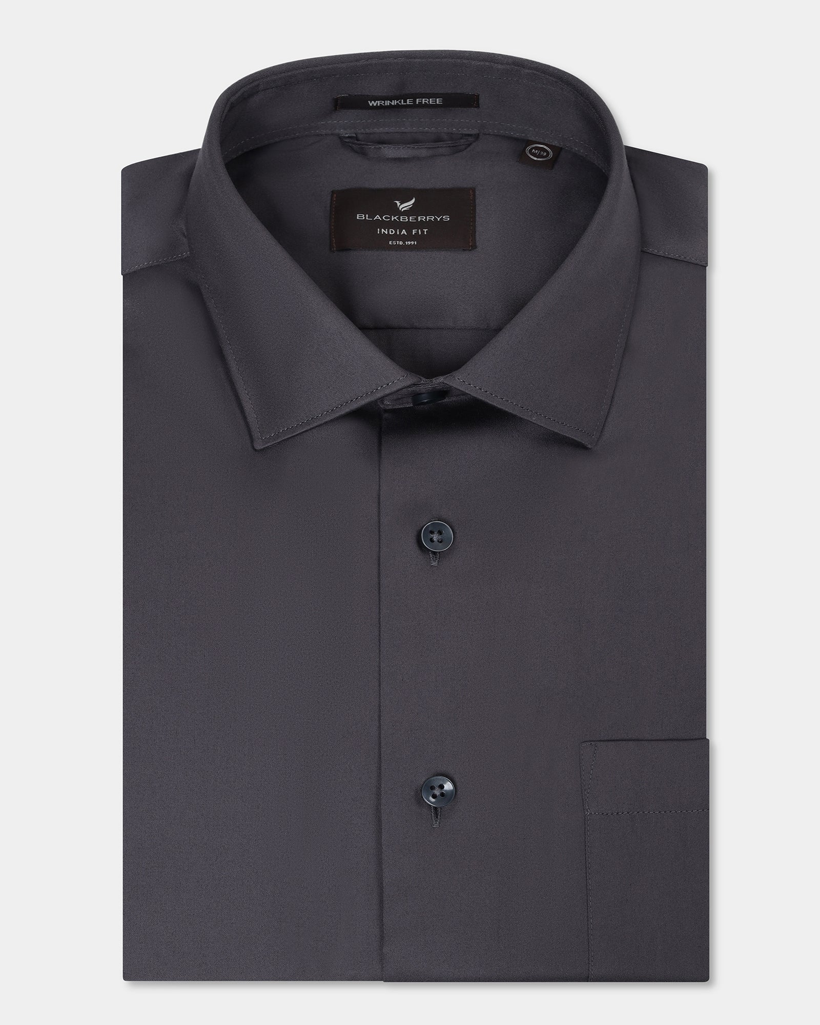 Dark Grey Unwrinkle Solid Shirt - Sylvia