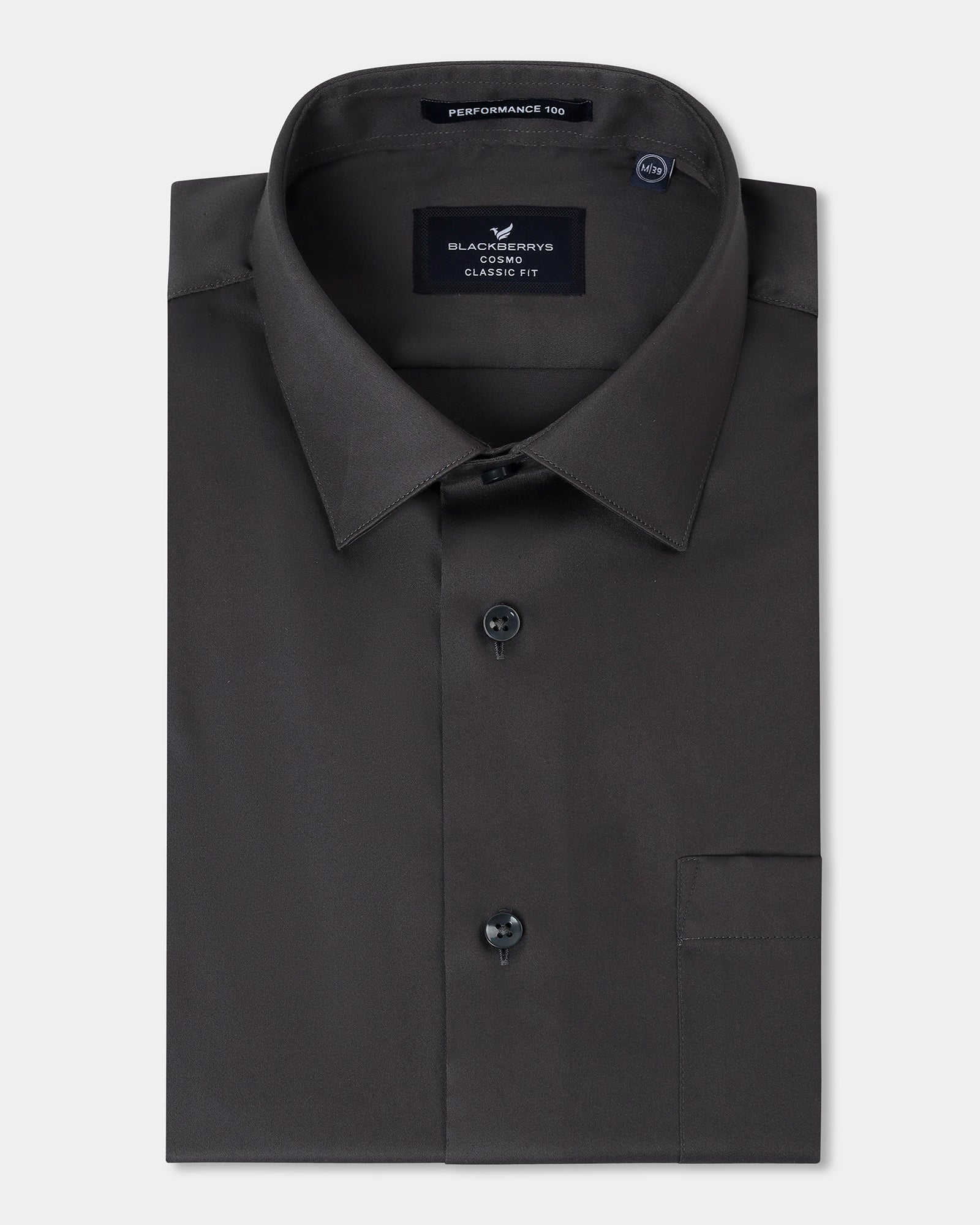 Dark Grey Half Sleeve Unwrinkle Solid Shirt - Sylvia