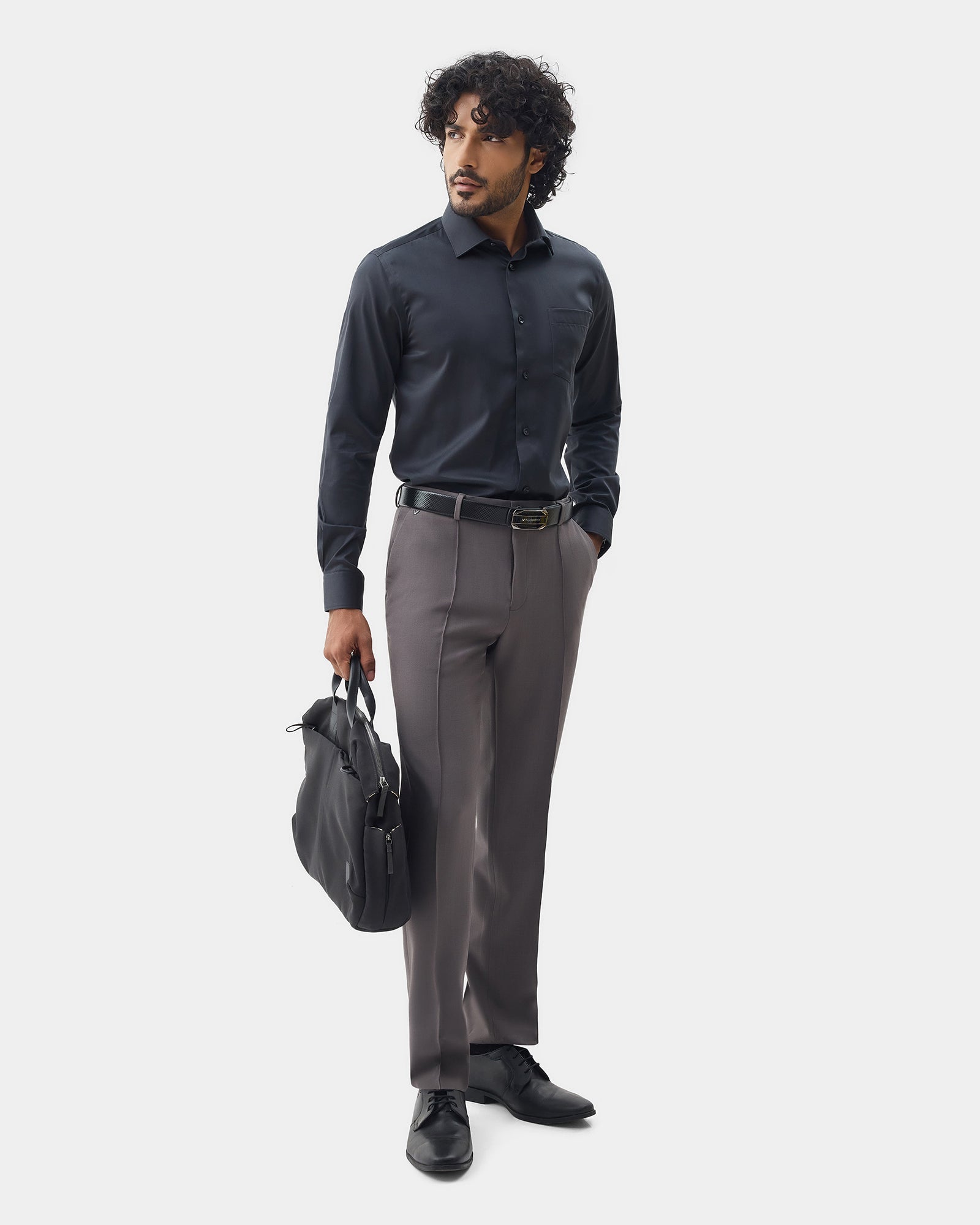 Dark Grey Solid Shirt - Sylvia