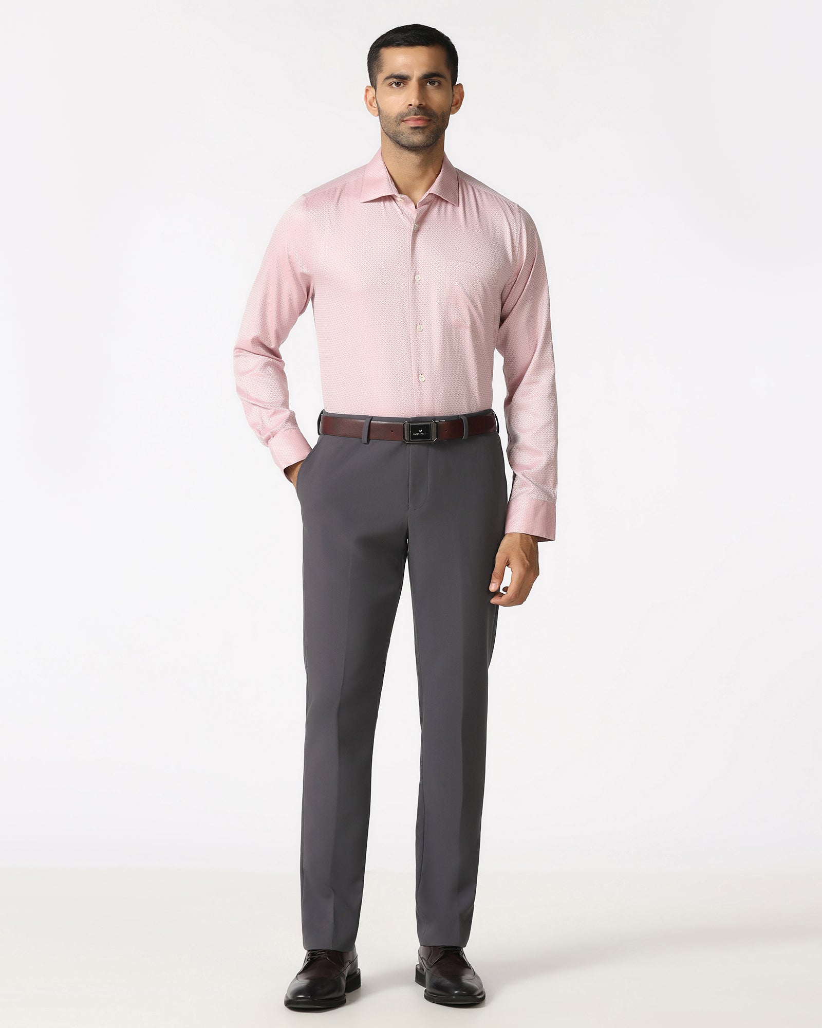 Dark Grey Solid Trouser - Indri