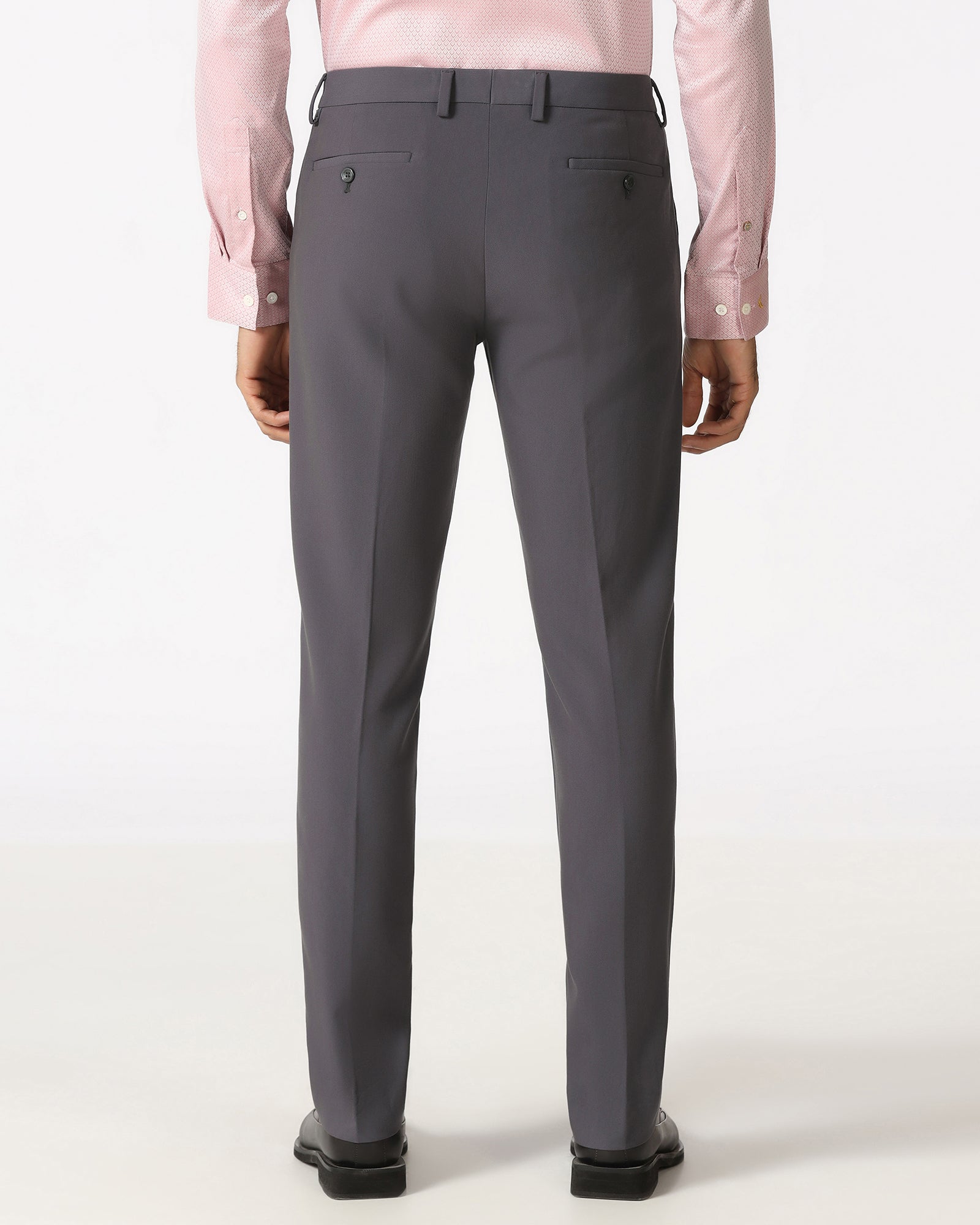 Dark Grey Solid Trouser - Indri