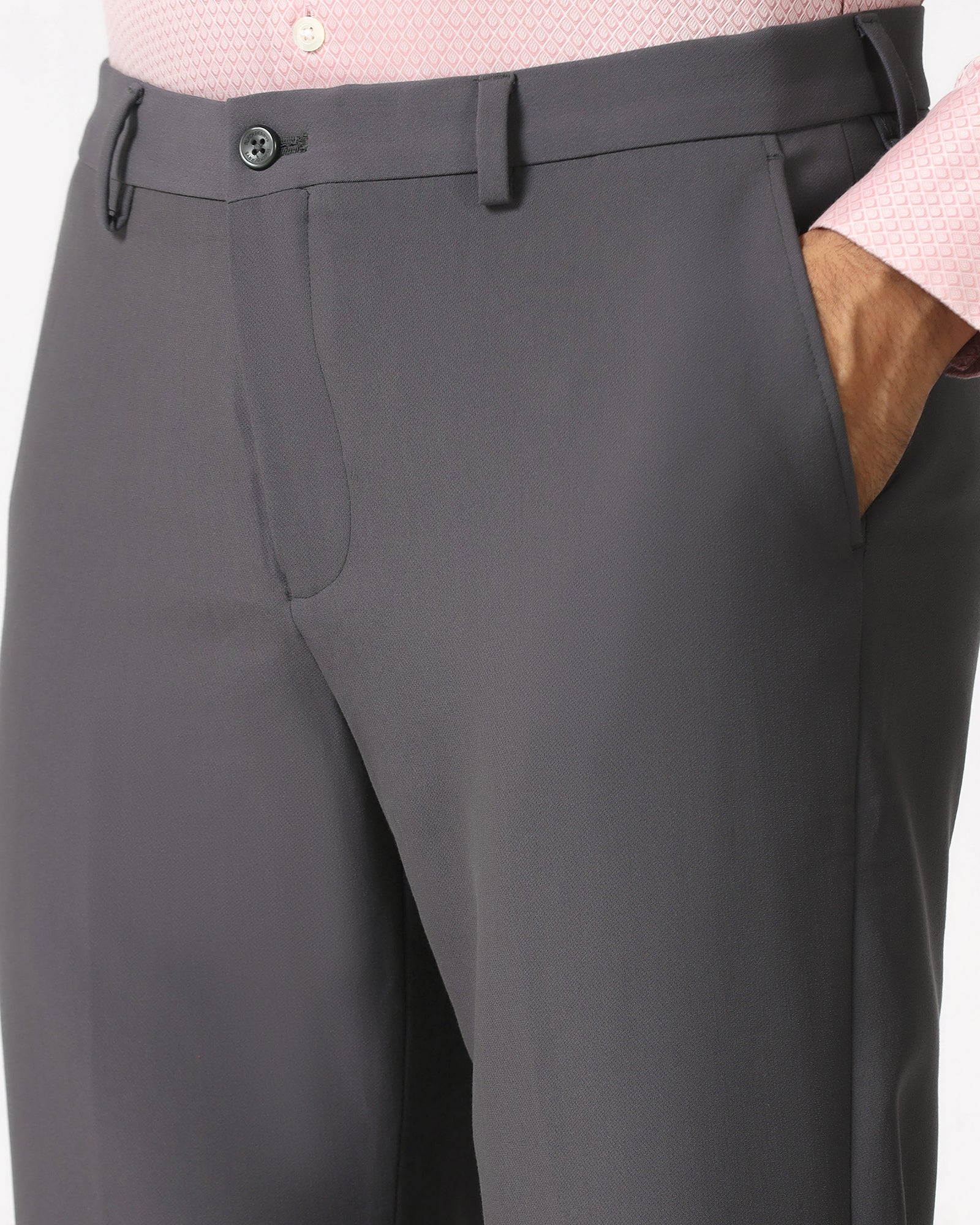 Dark Grey Solid Trouser - Indri