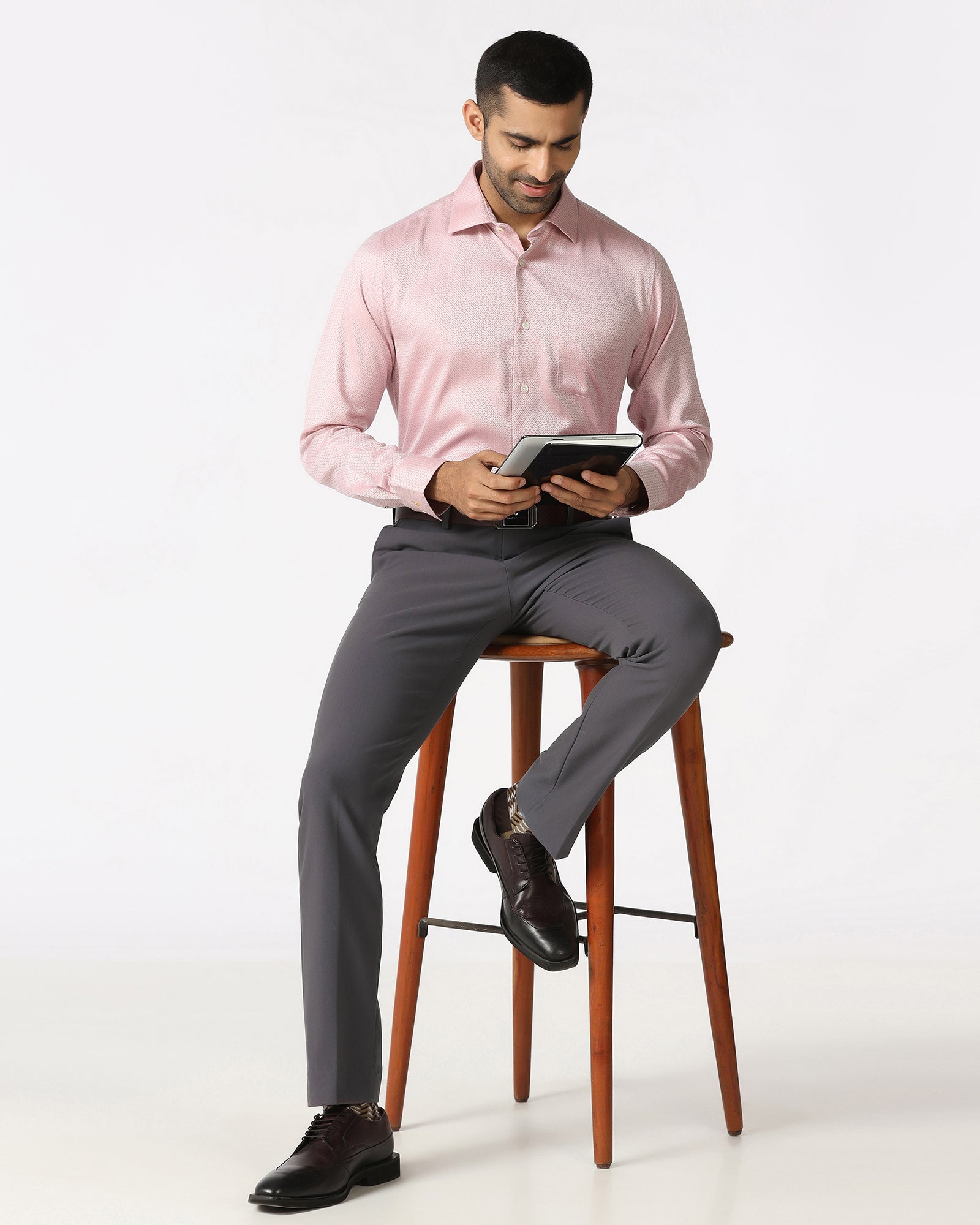 Dark Grey Solid Trouser - Indri