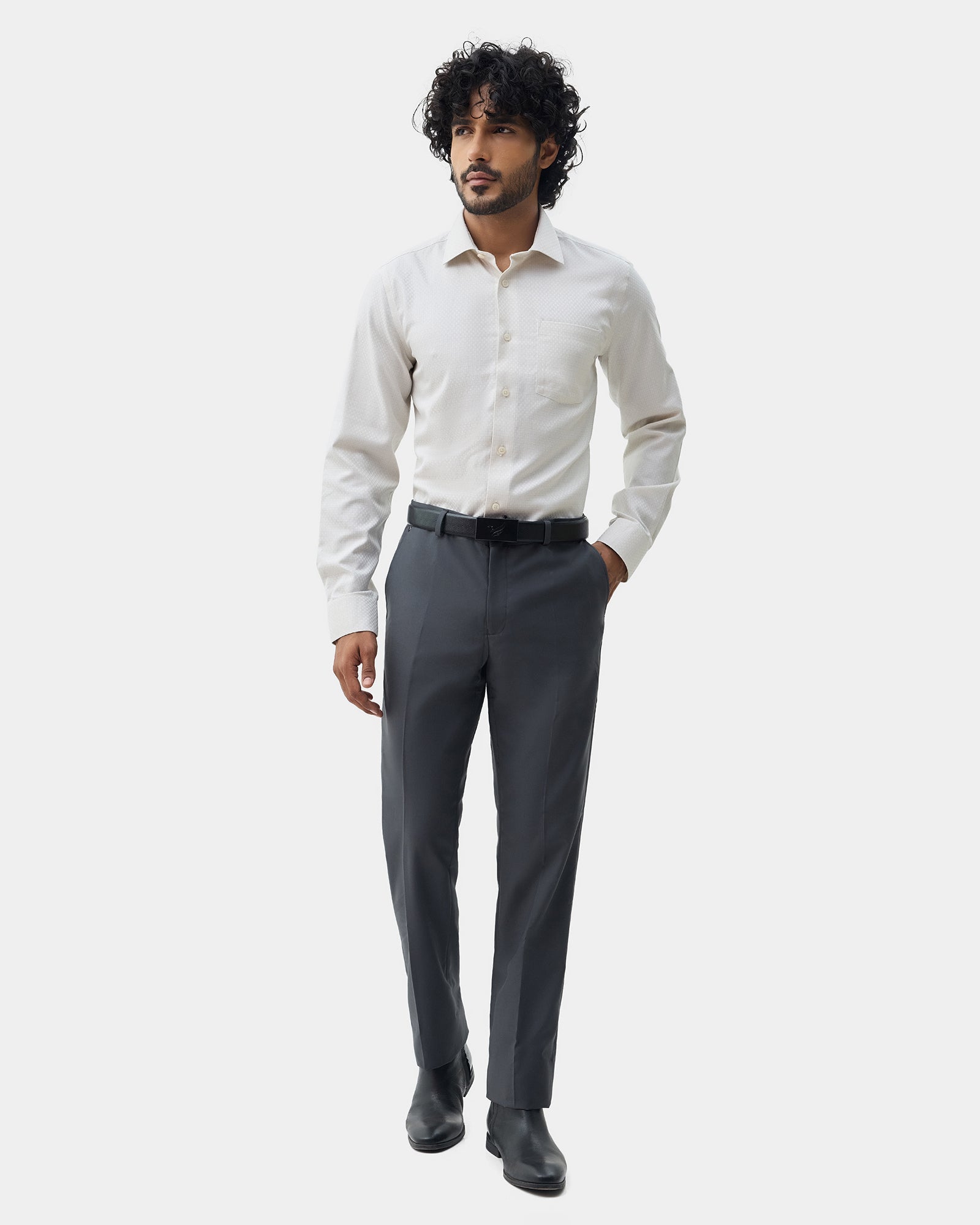 Dark Grey Solid Trouser - Tudor