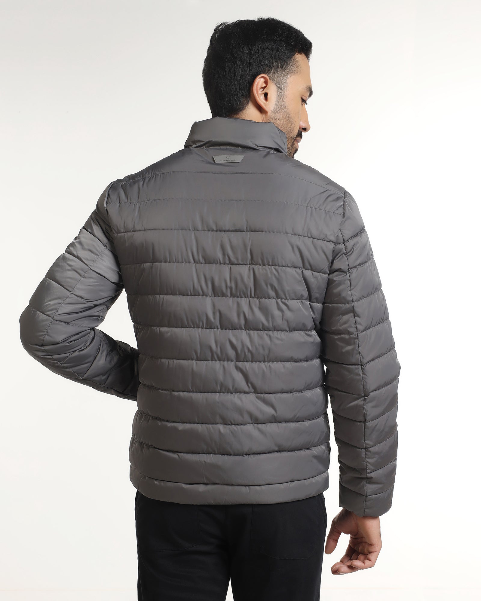 Dark Grey Solid Zipper Jacket - Aproni