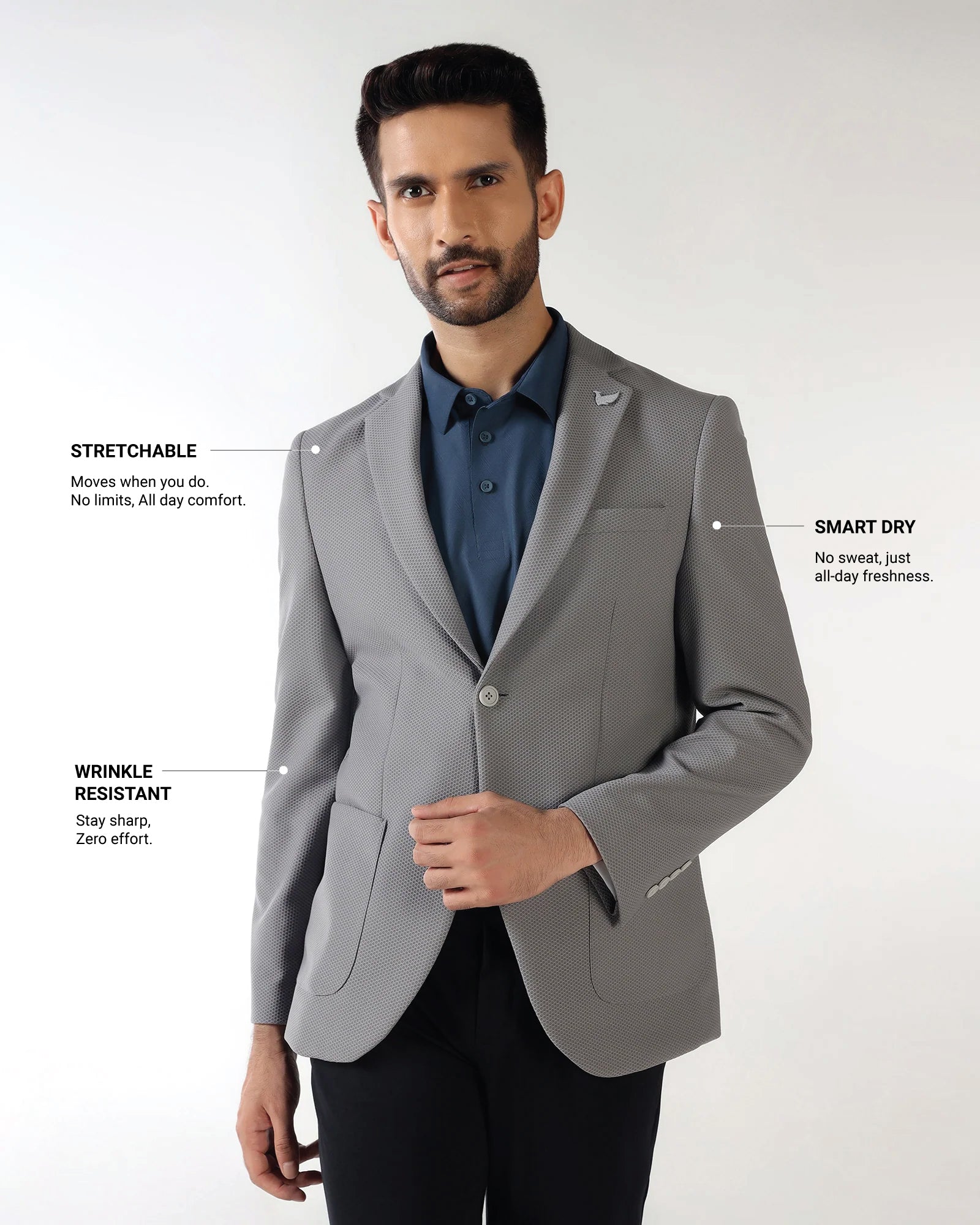 Dark Grey TechPro Textured Blazer - Bowmore