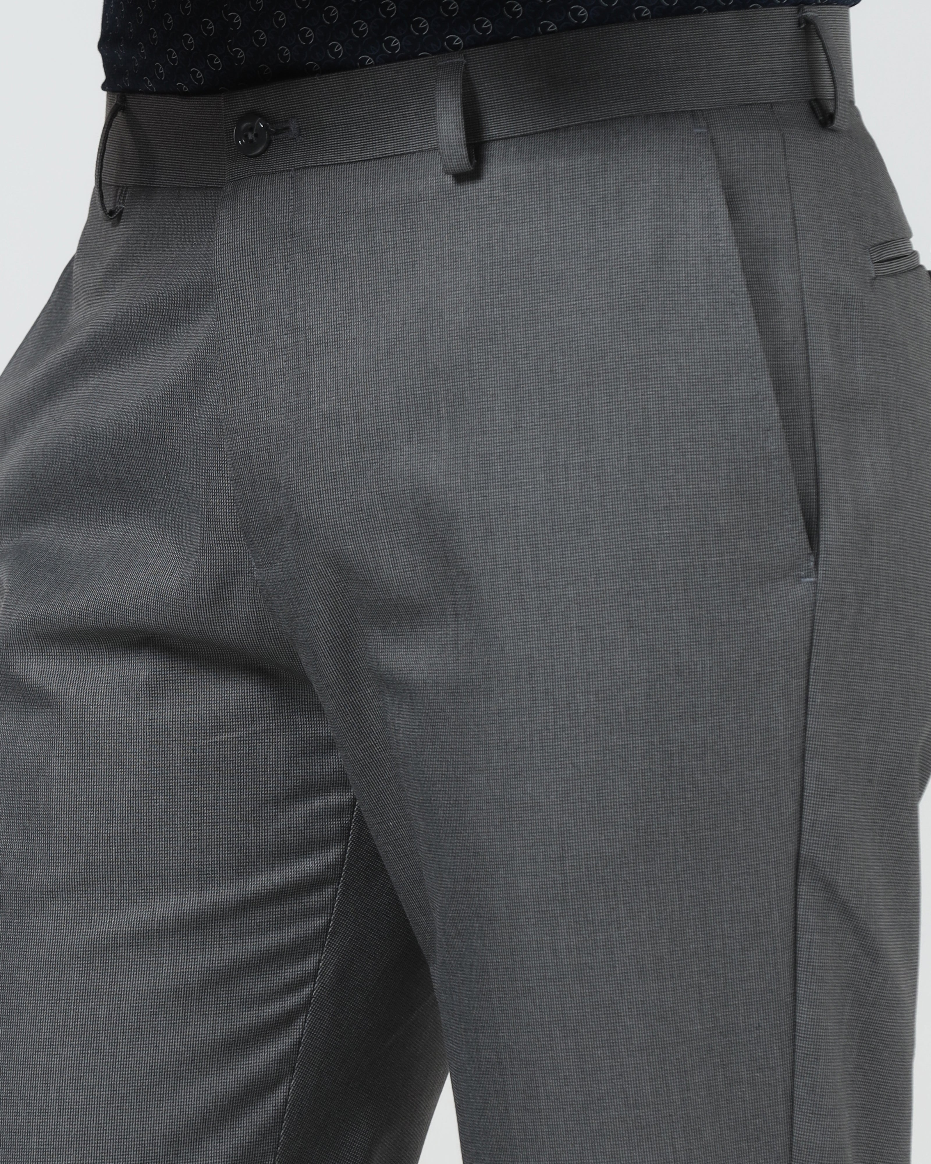 Dark Grey Textured Trouser