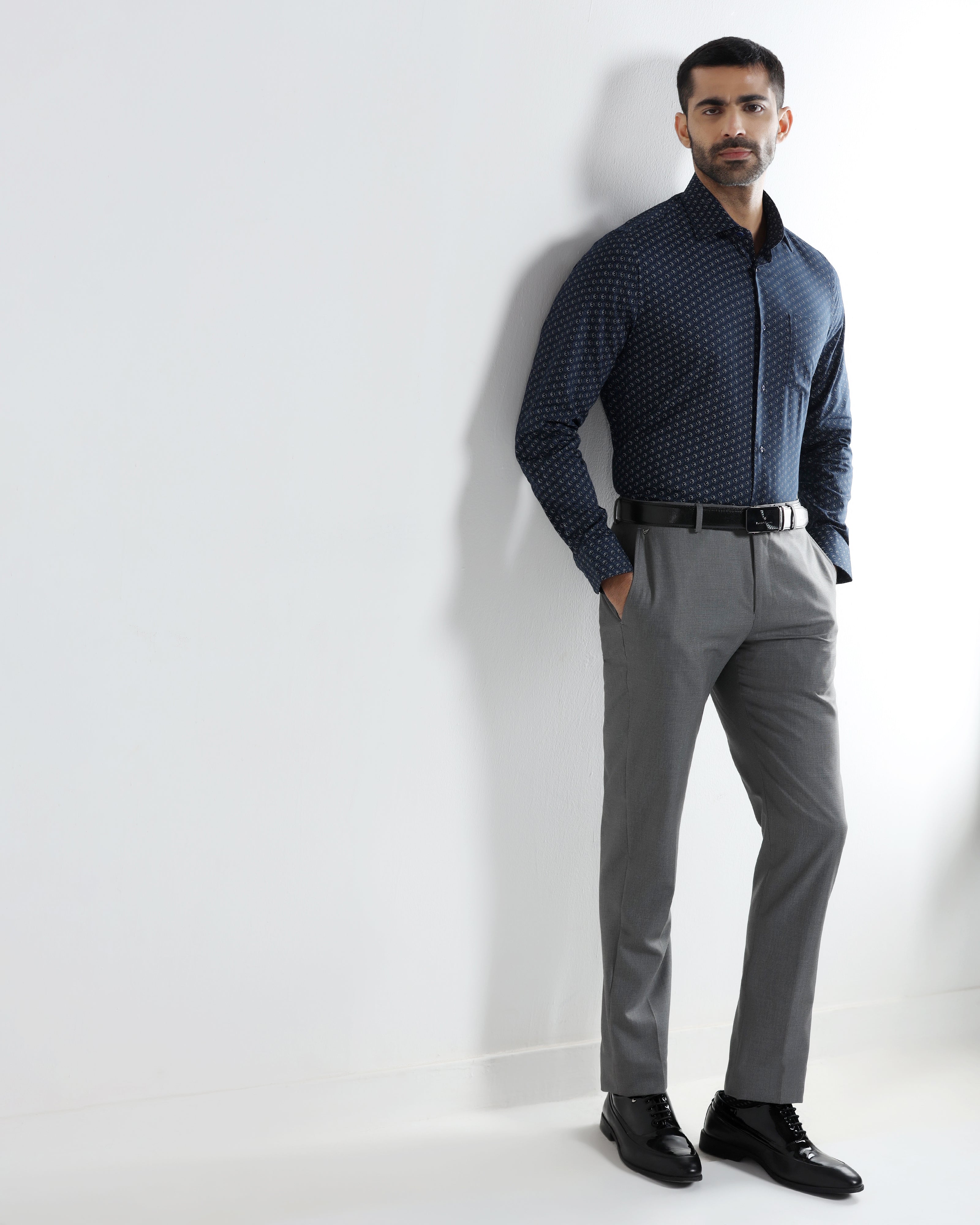 Dark Grey Textured Trouser