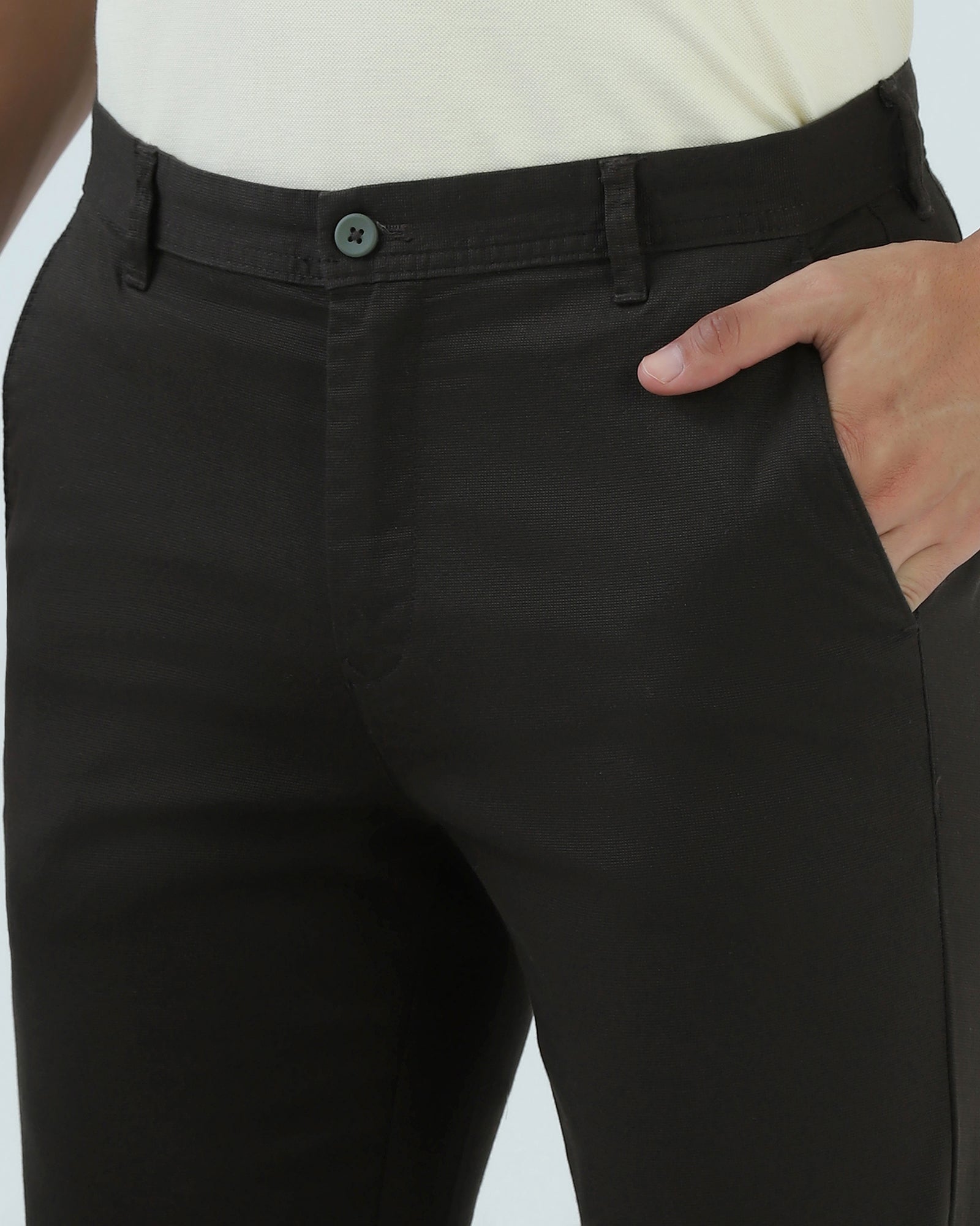 Dark Olive Textured Khakis - Monk
