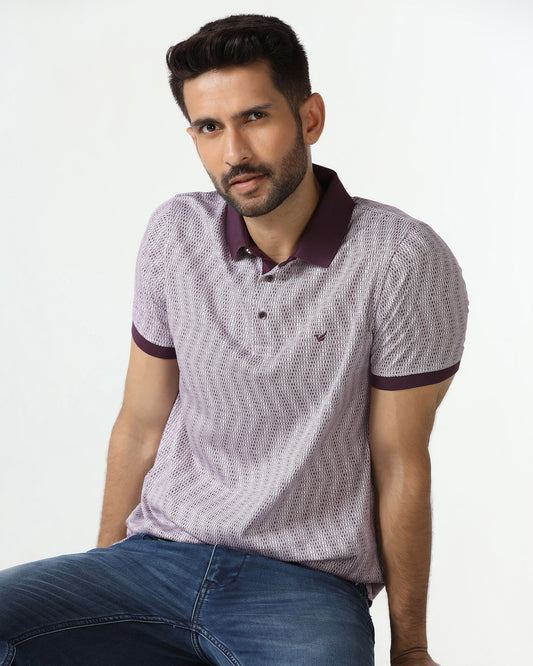 Dark Purple Printed Polo - Zap