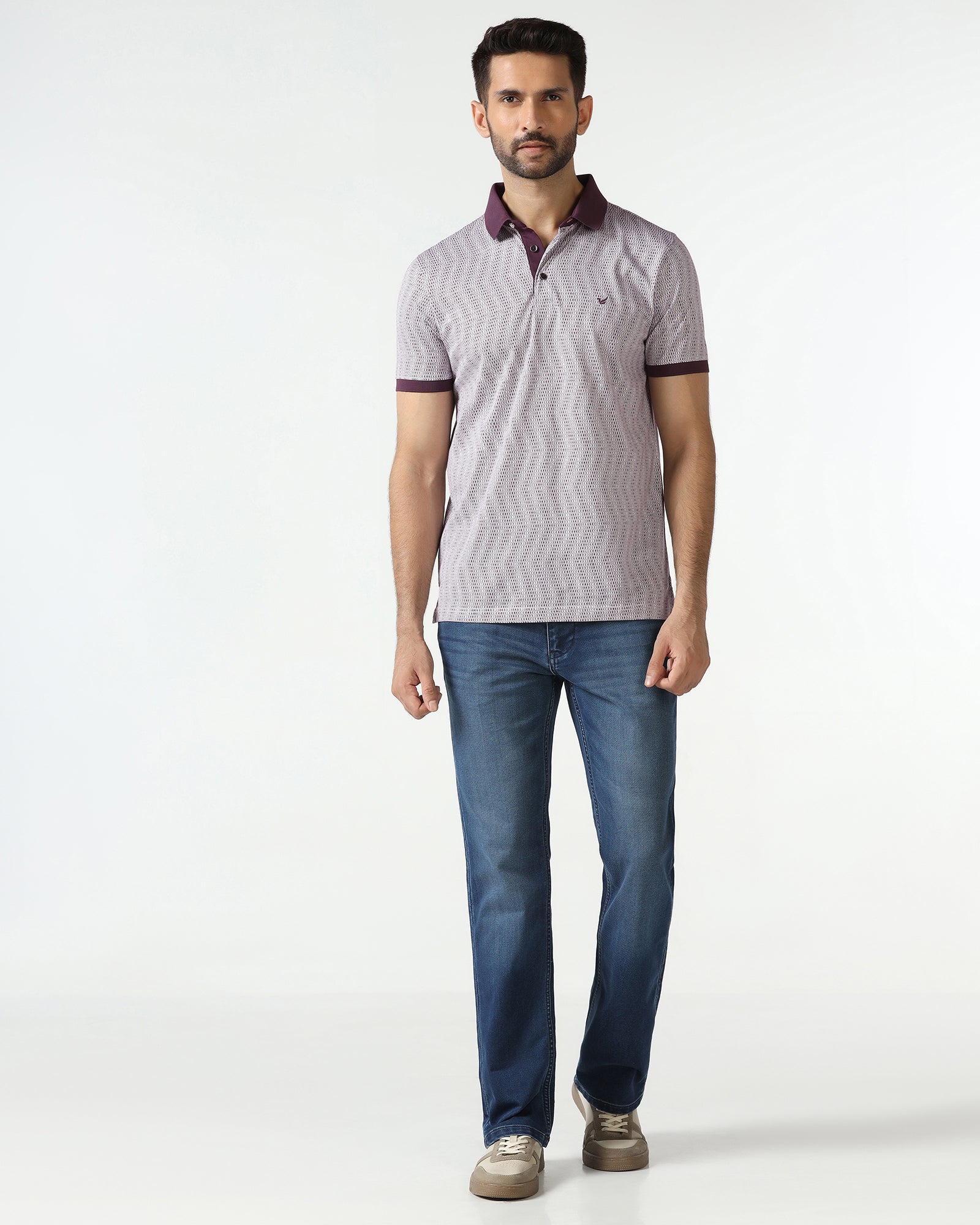 Dark Purple Printed Polo - Zap