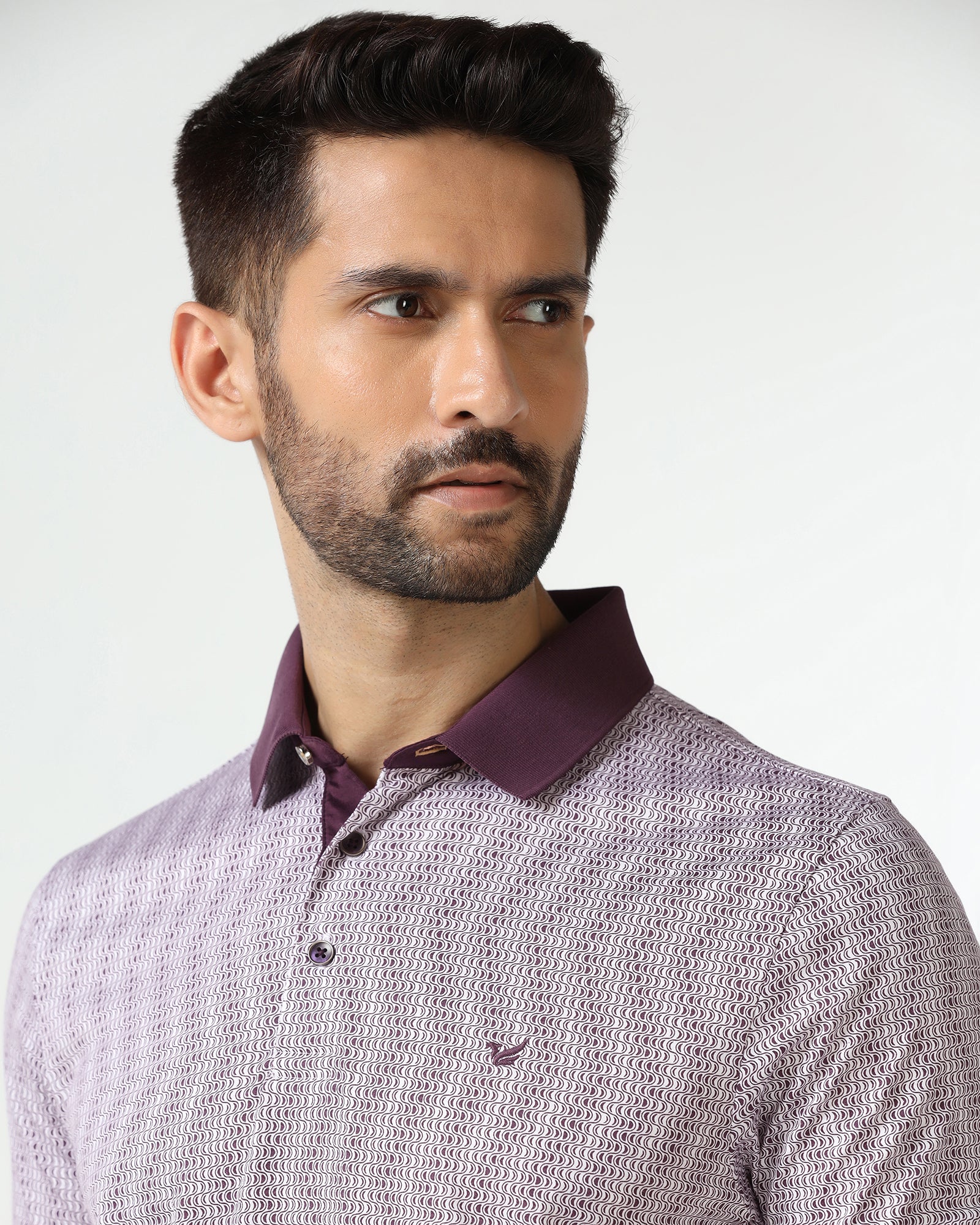 Dark Purple Printed Polo - Zap