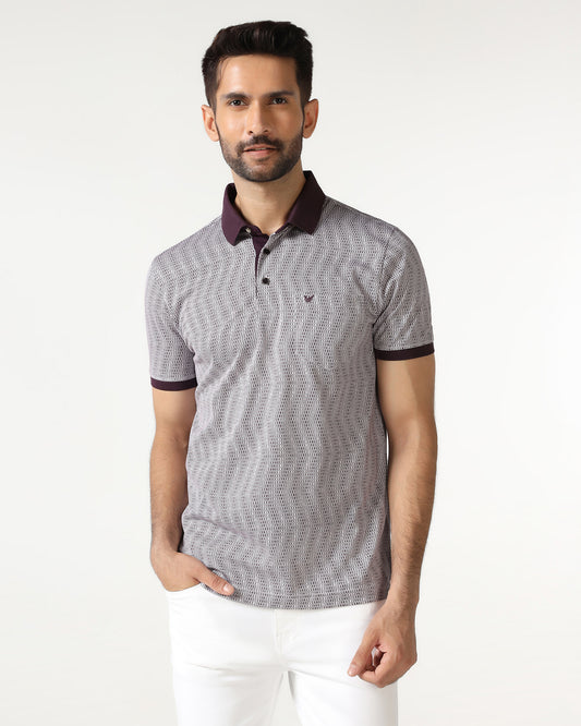 Dark Purple Printed Polo - Zap