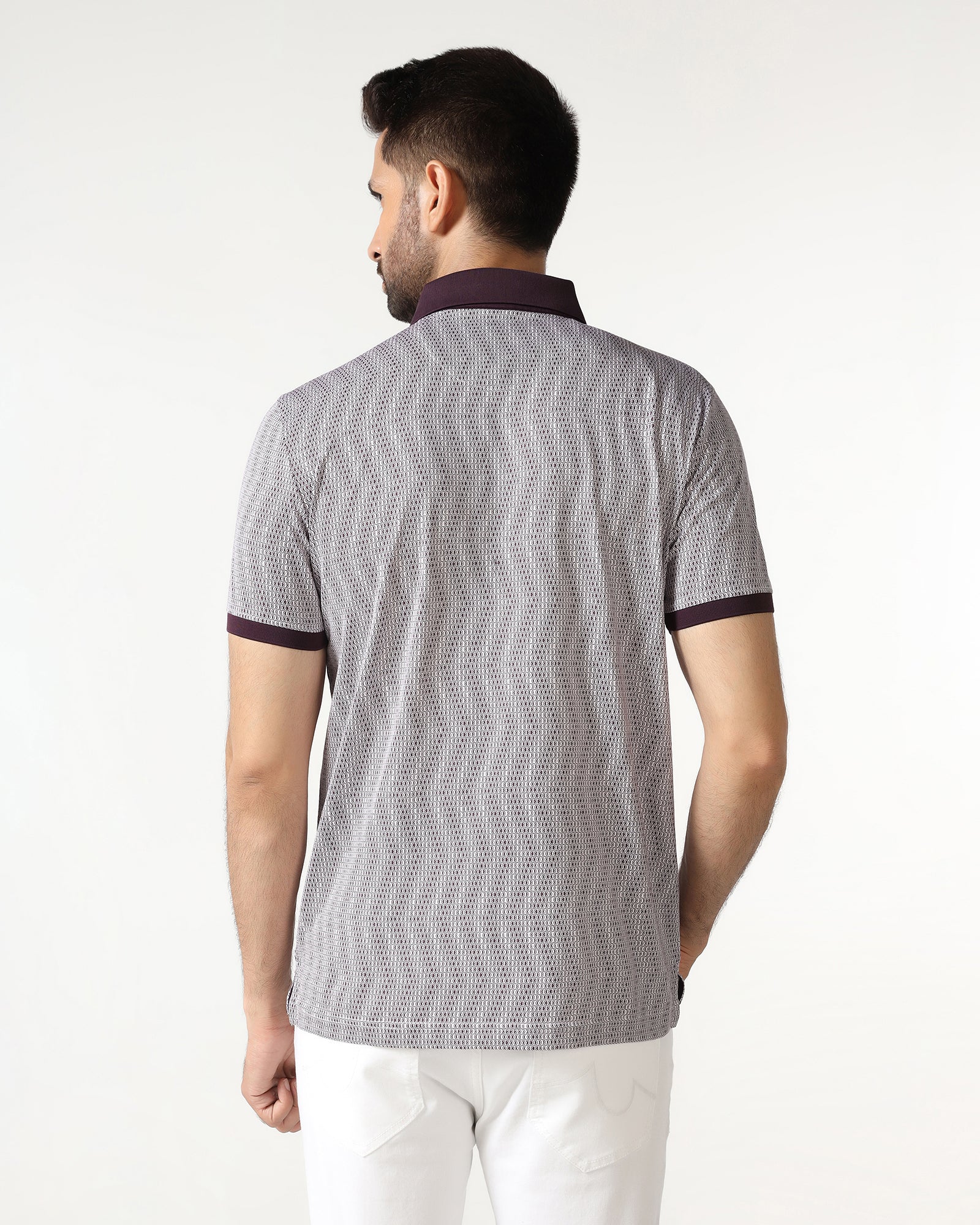 Dark Purple Printed Polo - Zap