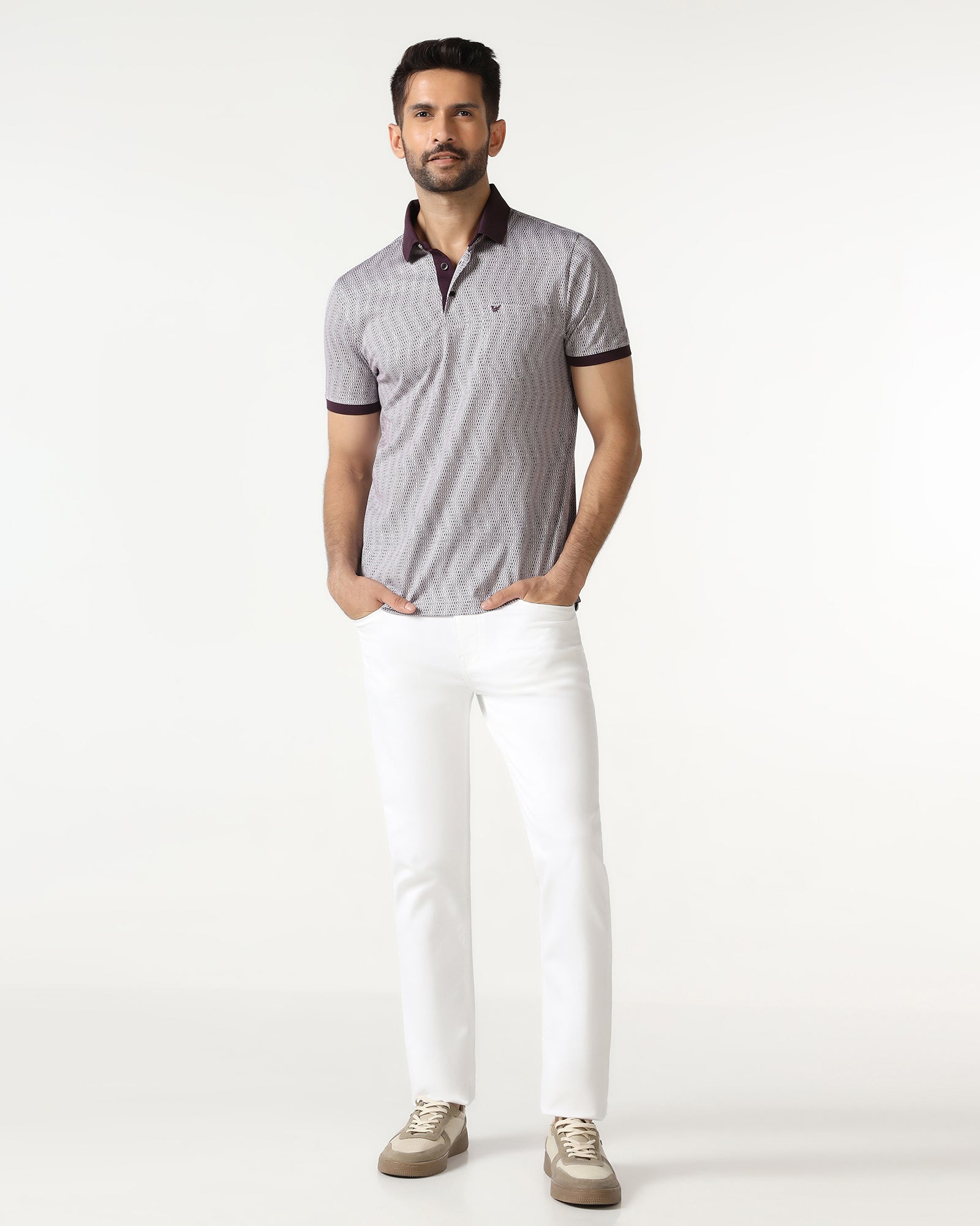 Dark Purple Printed Polo - Zap