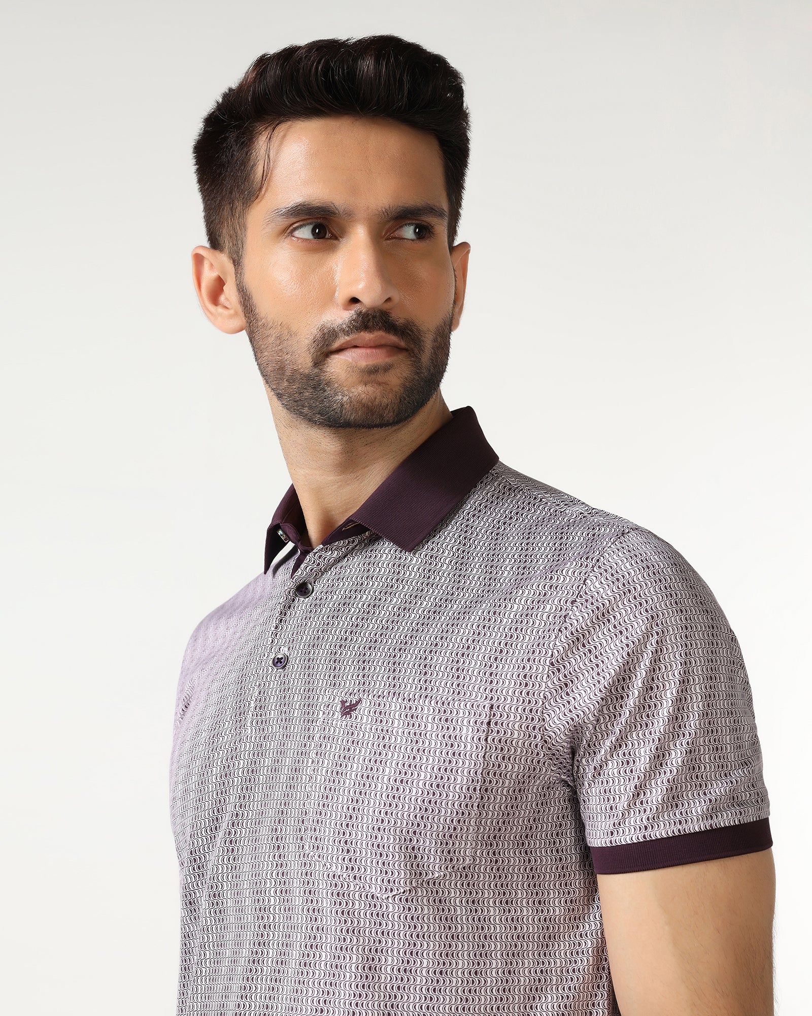 Dark Purple Printed Polo - Zap
